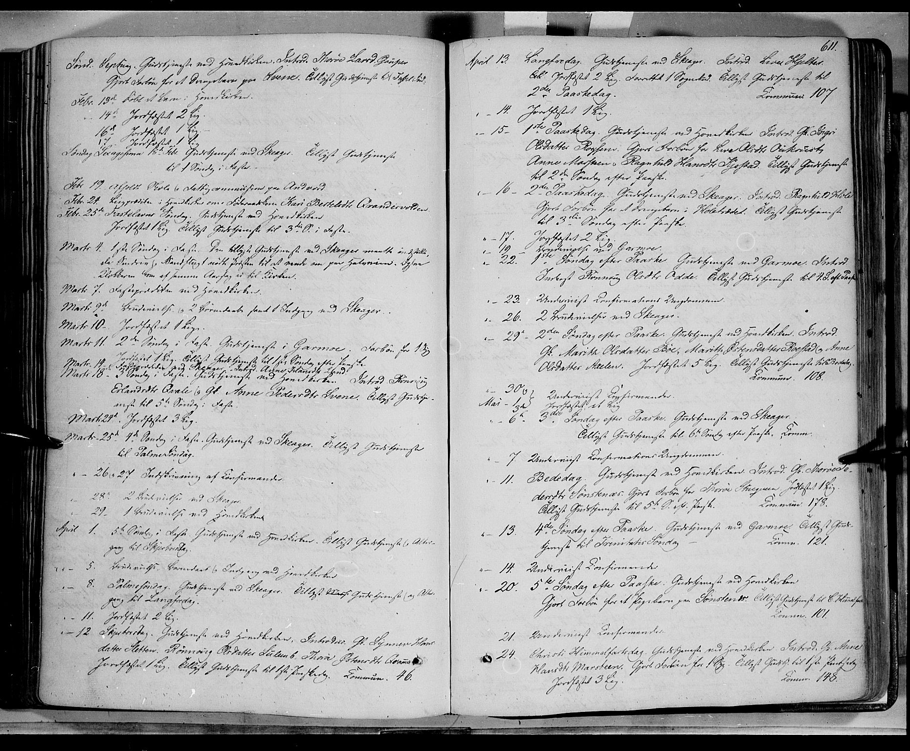 Lom prestekontor, AV/SAH-PREST-070/K/L0006: Parish register (official) no. 6B, 1837-1863, p. 611