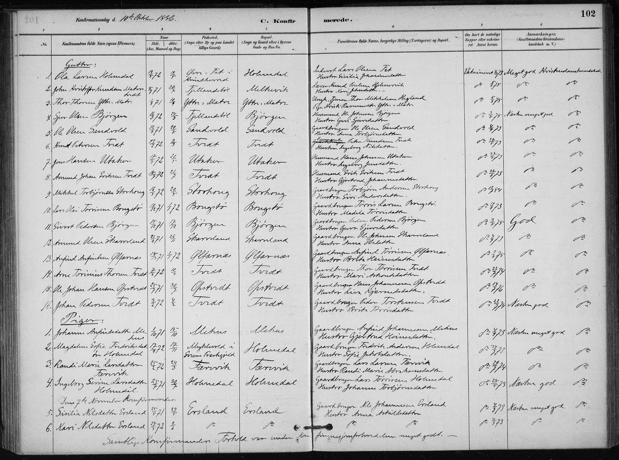 Skånevik sokneprestembete, SAB/A-77801/H/Haa: Parish register (official) no. C  1, 1879-1917, p. 102