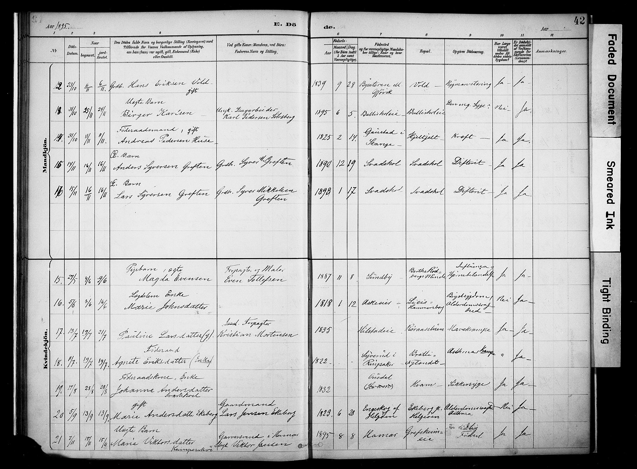 Nes prestekontor, Hedmark, AV/SAH-PREST-020/K/Ka/L0011: Parish register (official) no. 11, 1887-1905, p. 42