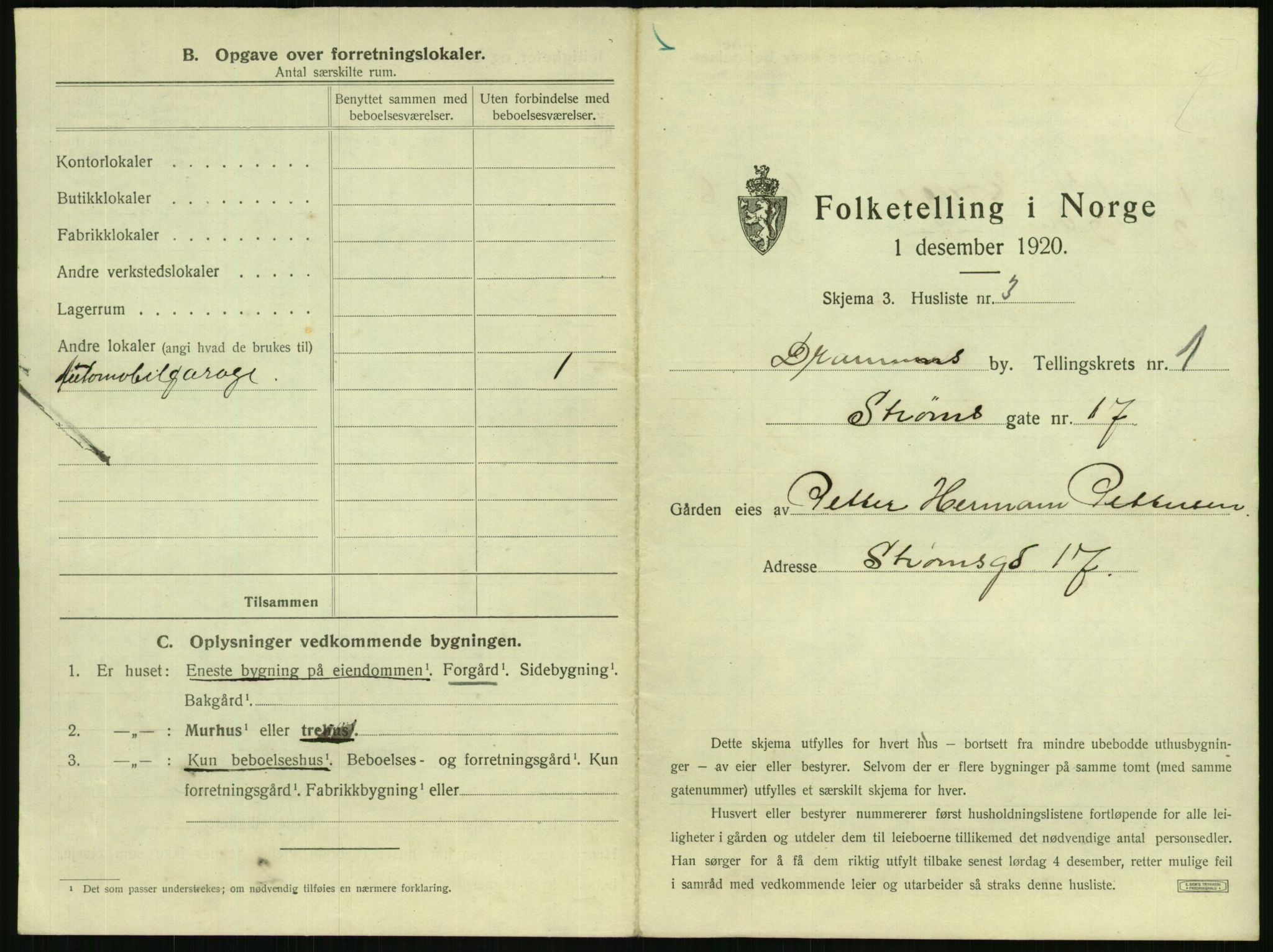 SAKO, 1920 census for Drammen, 1920, p. 106