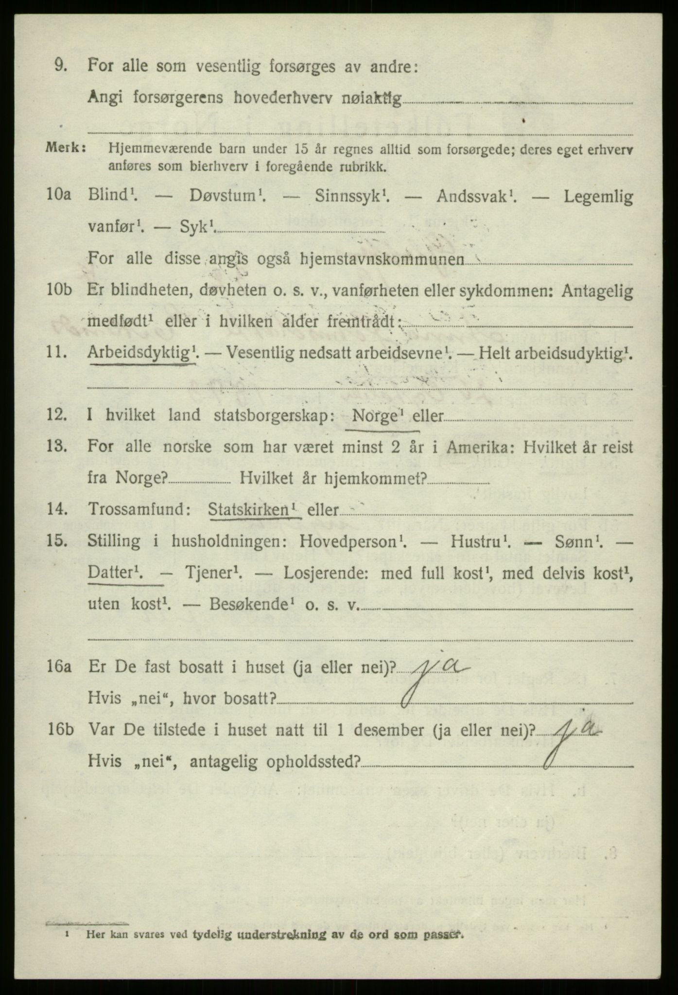 SAB, 1920 census for Gloppen, 1920, p. 4307