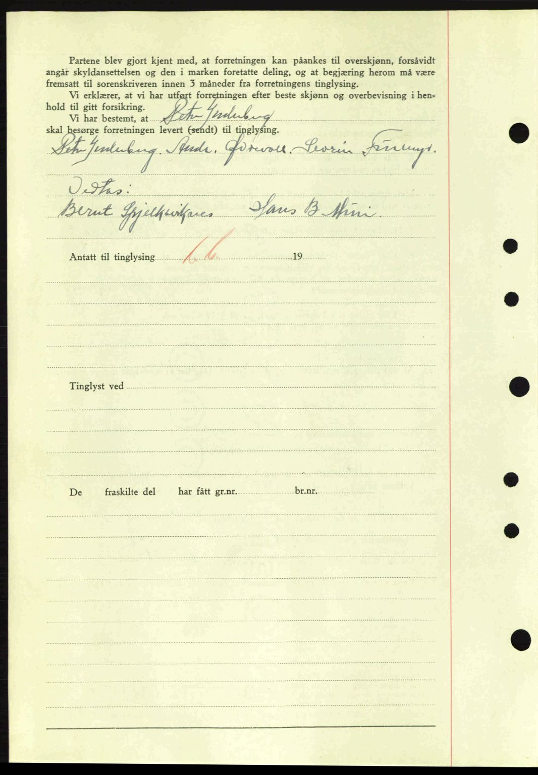 Nordre Sunnmøre sorenskriveri, SAT/A-0006/1/2/2C/2Ca: Mortgage book no. A11, 1941-1941, Diary no: : 828/1941