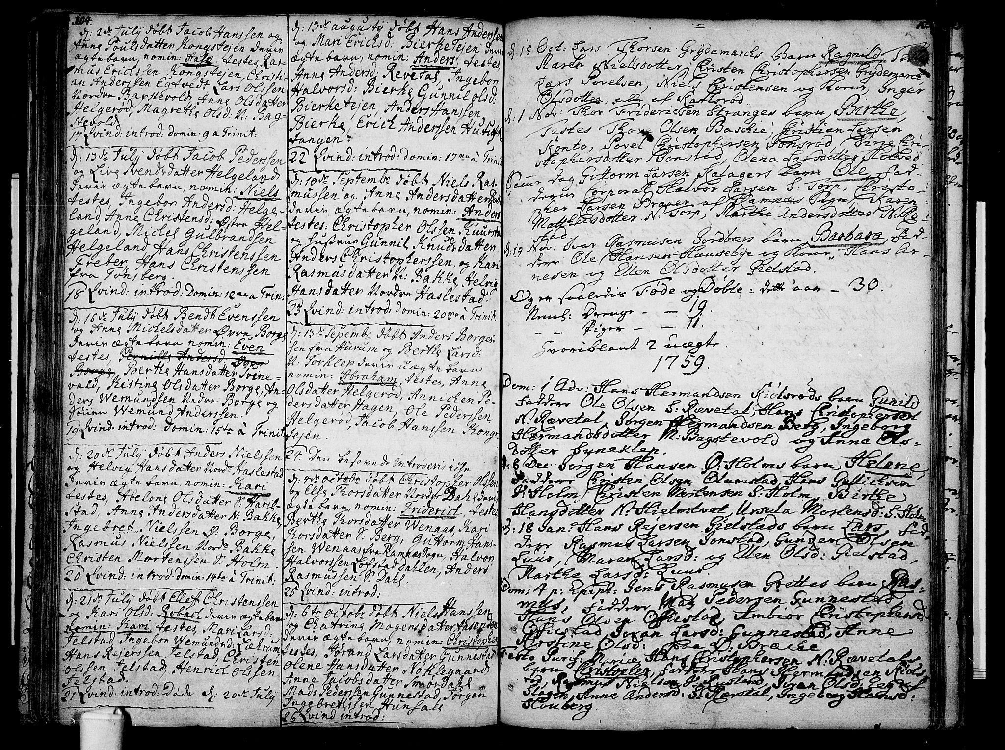 Våle kirkebøker, SAKO/A-334/F/Fa/L0003: Parish register (official) no. I 3, 1732-1773, p. 104-105