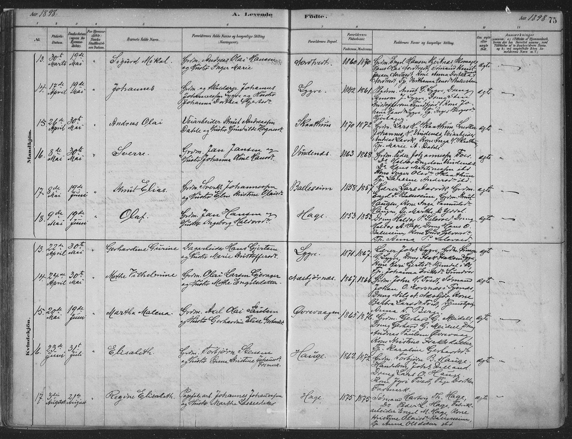 Fusa sokneprestembete, SAB/A-75401/H/Haa: Parish register (official) no. D 1, 1880-1938, p. 75