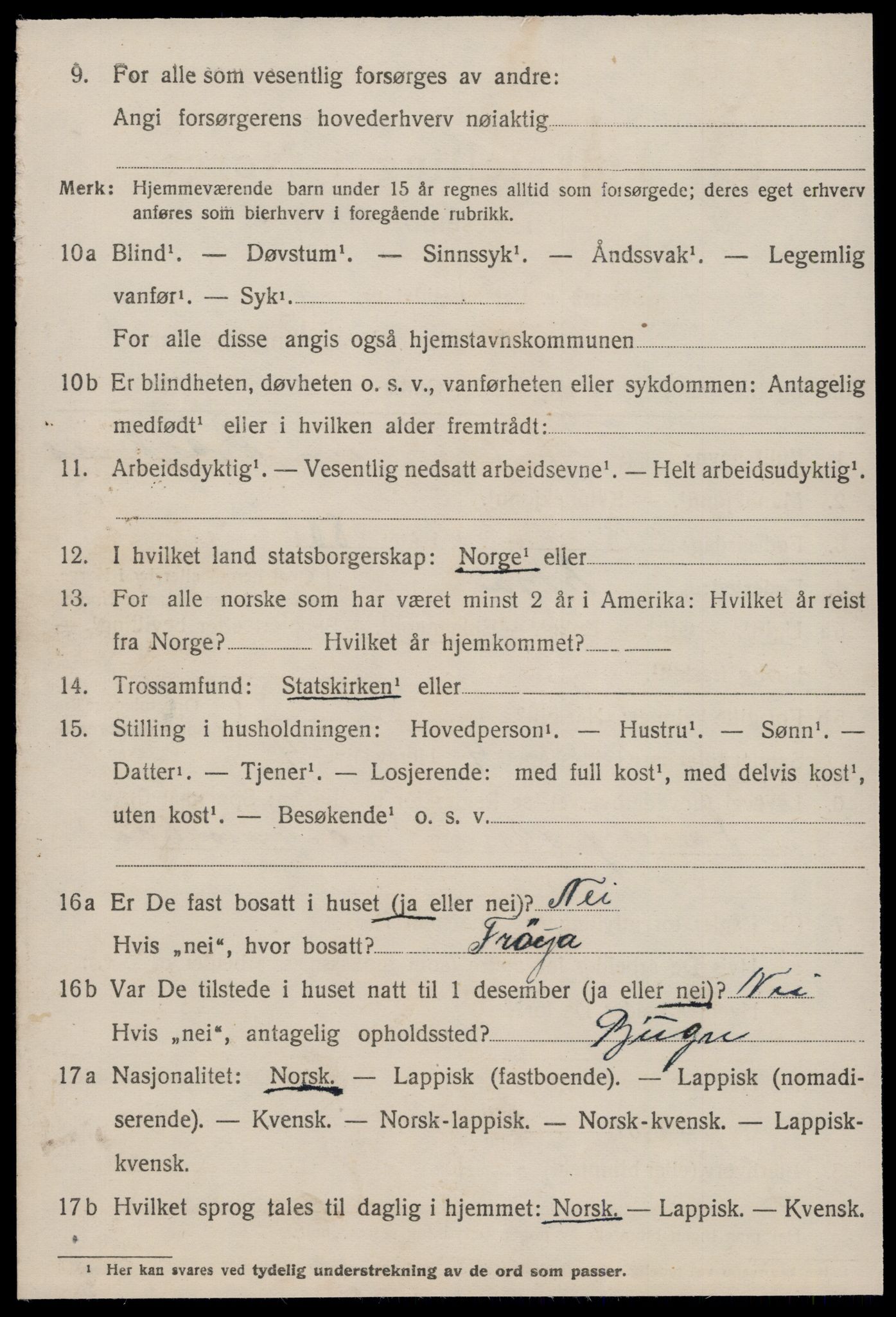 SAT, 1920 census for Bjugn, 1920, p. 1282