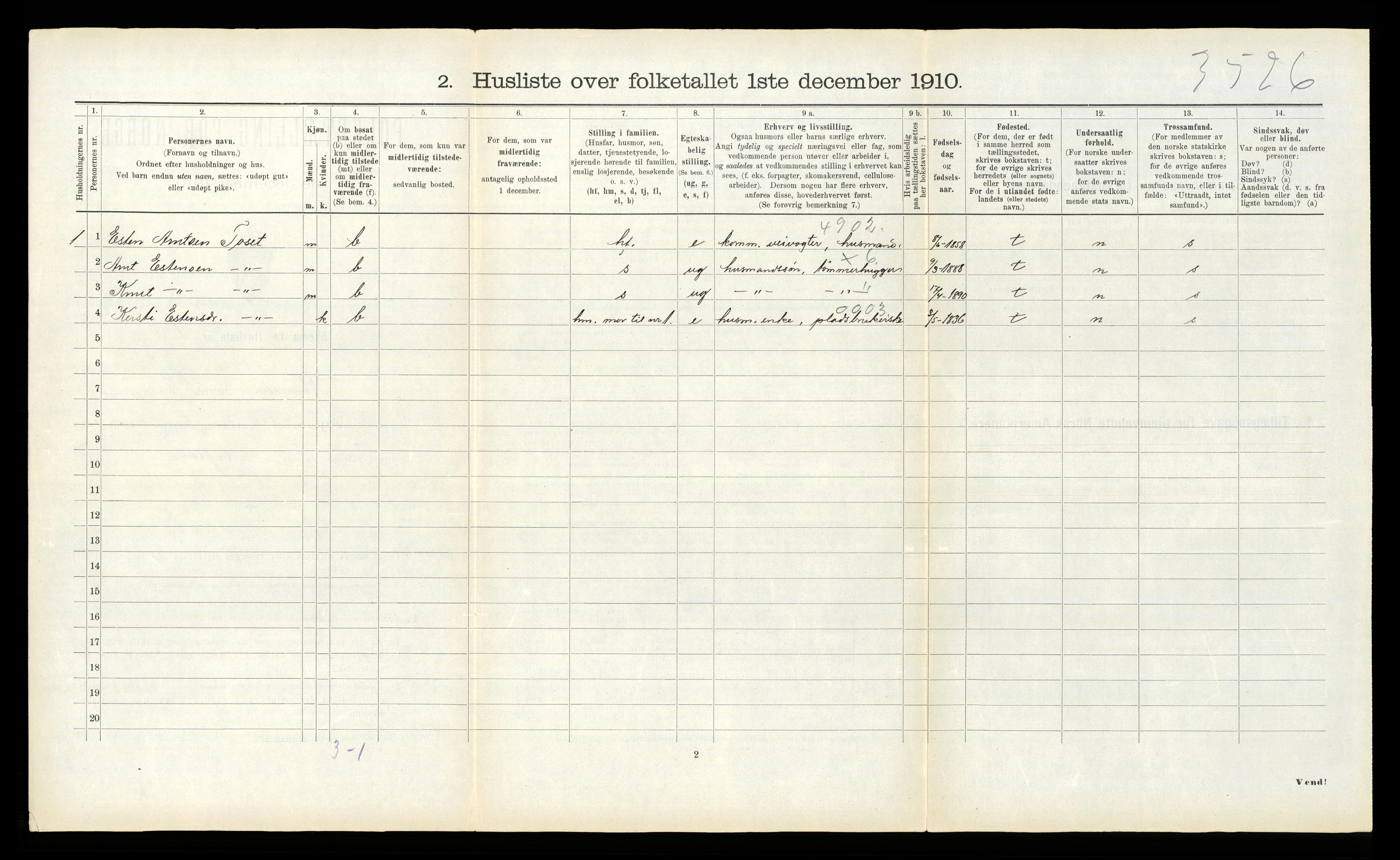 RA, 1910 census for Rennebu, 1910, p. 751