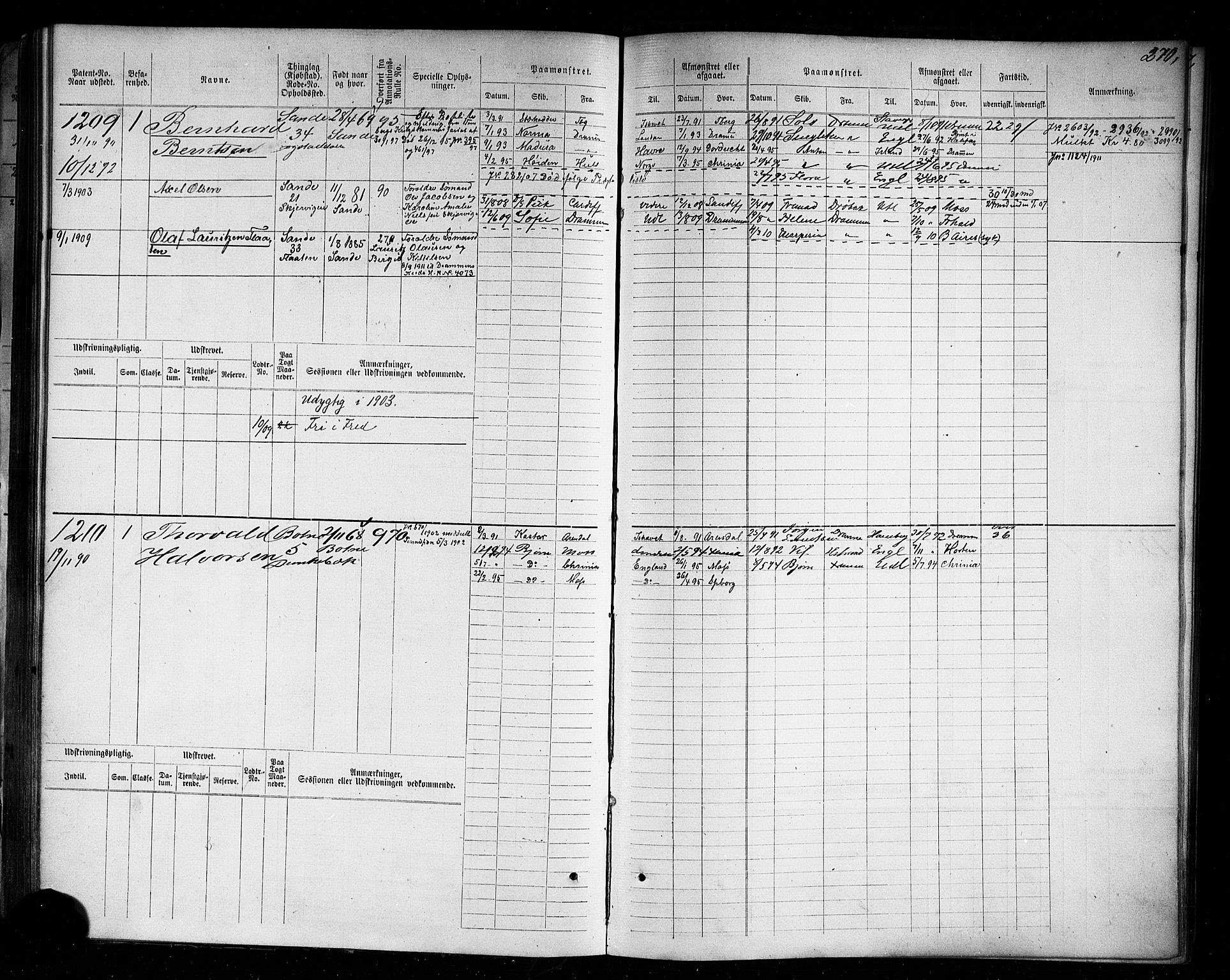 Holmestrand innrulleringskontor, AV/SAKO-A-1151/F/Fc/L0004: Hovedrulle, 1872-1913, p. 310