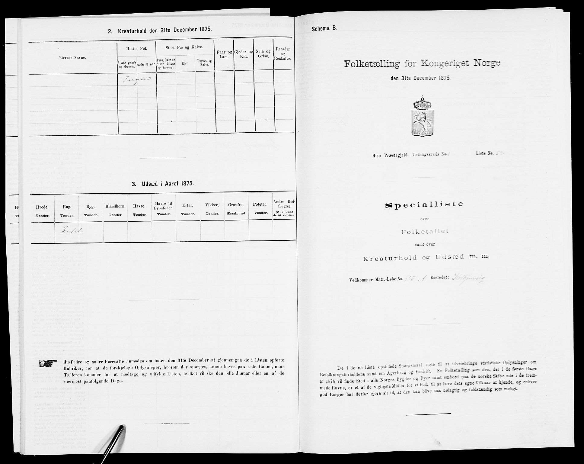 SAK, 1875 census for 0922P Hisøy, 1875, p. 152