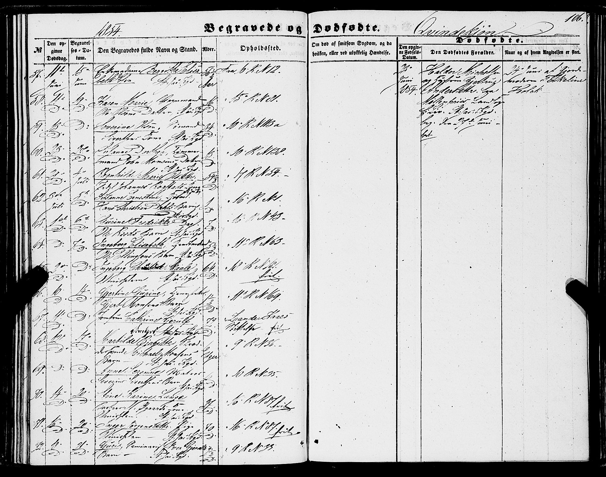 Domkirken sokneprestembete, SAB/A-74801/H/Haa/L0041: Parish register (official) no. E 2, 1853-1863, p. 106