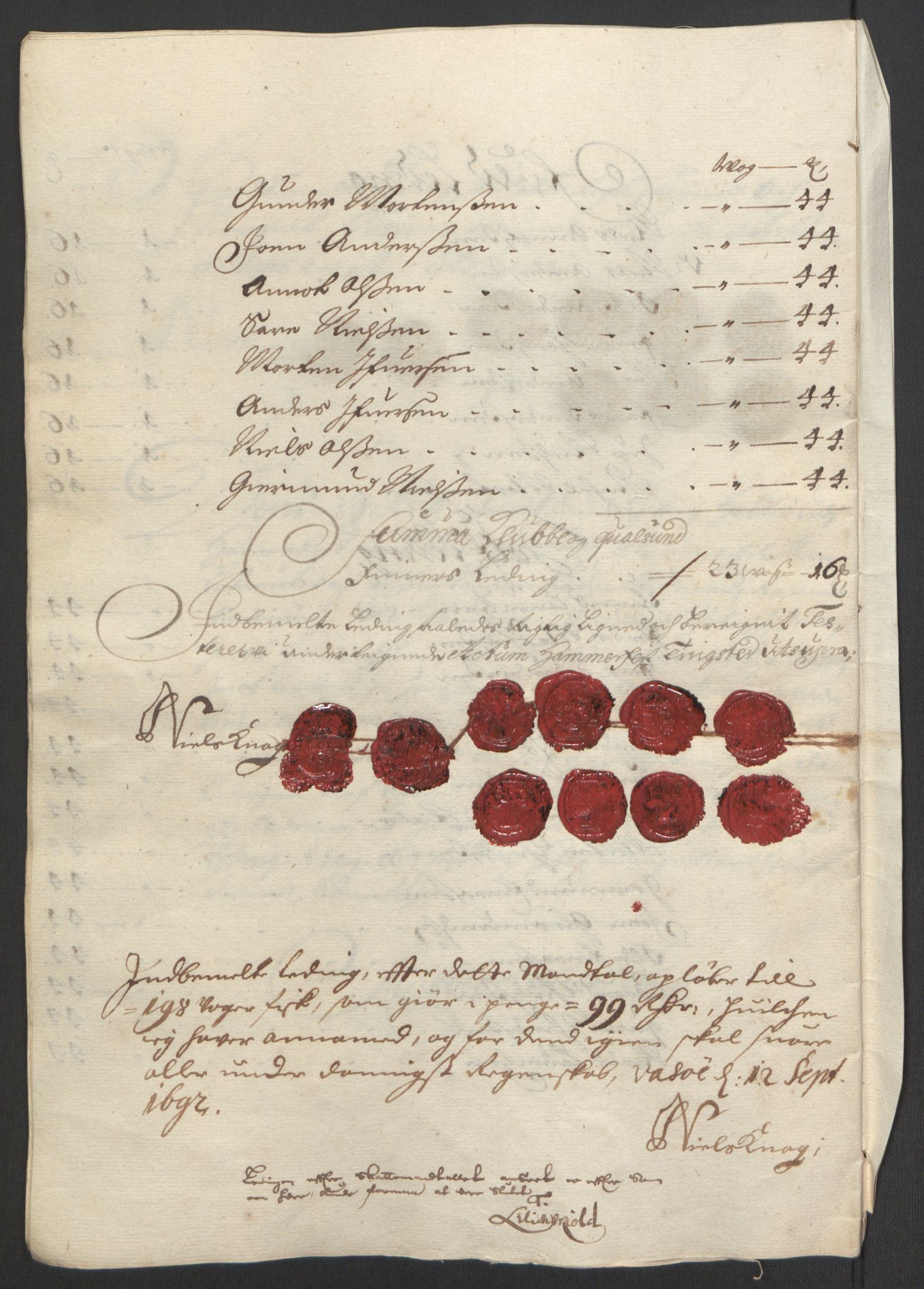Rentekammeret inntil 1814, Reviderte regnskaper, Fogderegnskap, AV/RA-EA-4092/R69/L4851: Fogderegnskap Finnmark/Vardøhus, 1691-1700, p. 170