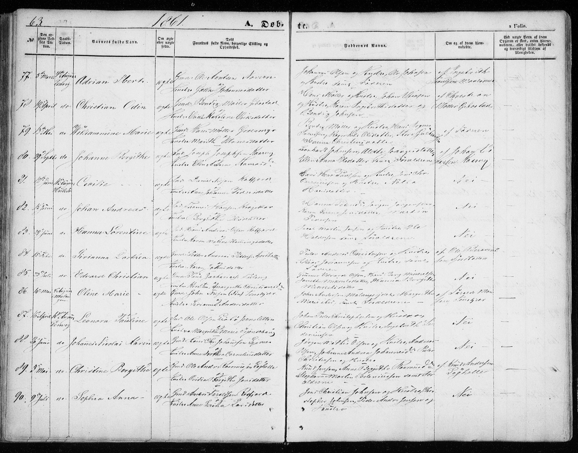 Lenvik sokneprestembete, SATØ/S-1310/H/Ha/Haa/L0007kirke: Parish register (official) no. 7, 1855-1865, p. 63
