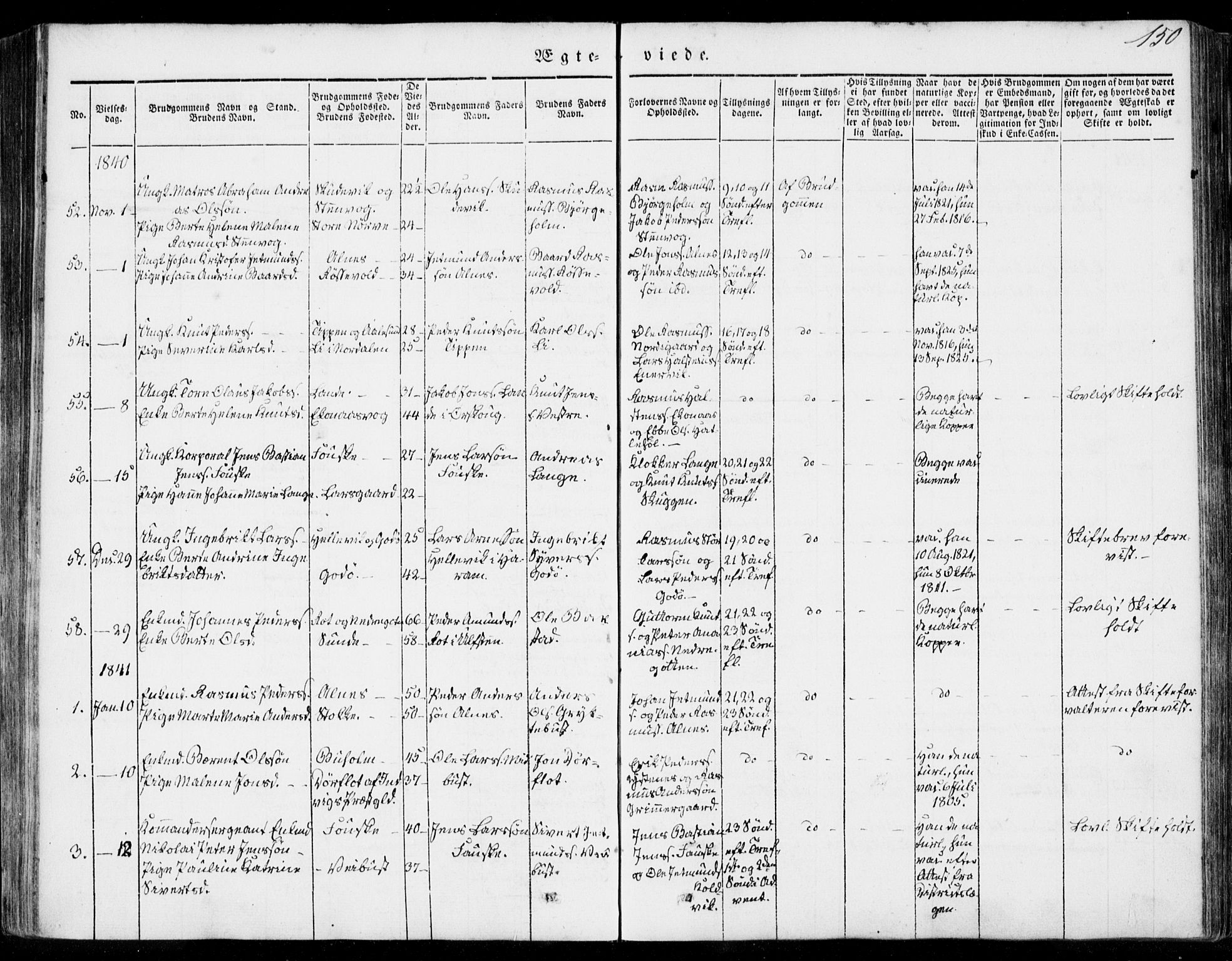 Ministerialprotokoller, klokkerbøker og fødselsregistre - Møre og Romsdal, SAT/A-1454/528/L0396: Parish register (official) no. 528A07, 1839-1847, p. 150