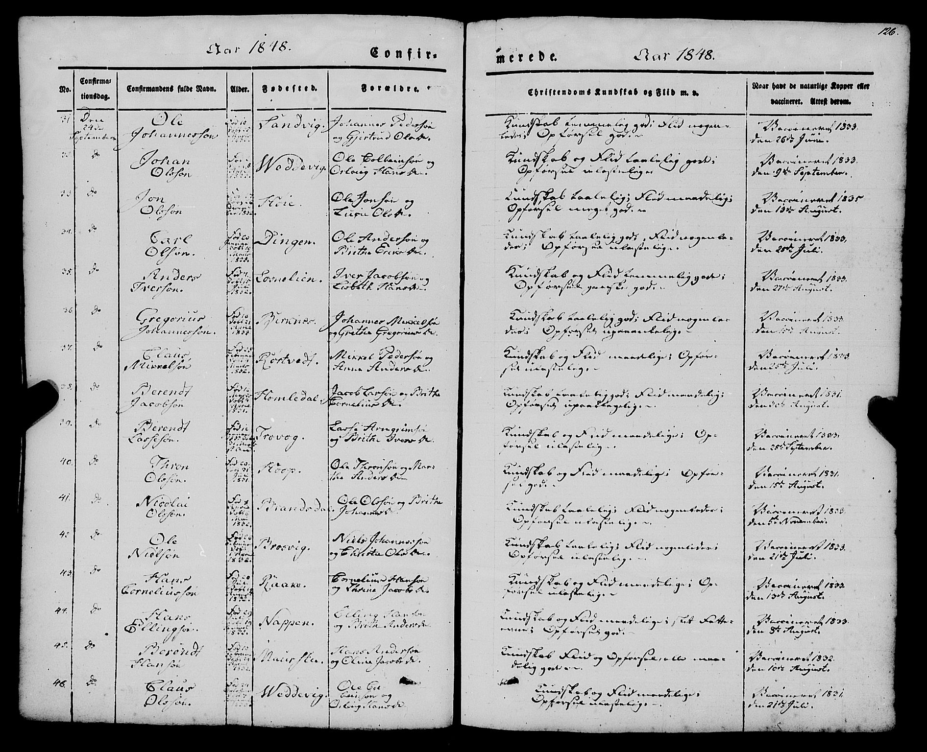 Gulen sokneprestembete, AV/SAB-A-80201/H/Haa/Haaa/L0021: Parish register (official) no. A 21, 1848-1858, p. 126