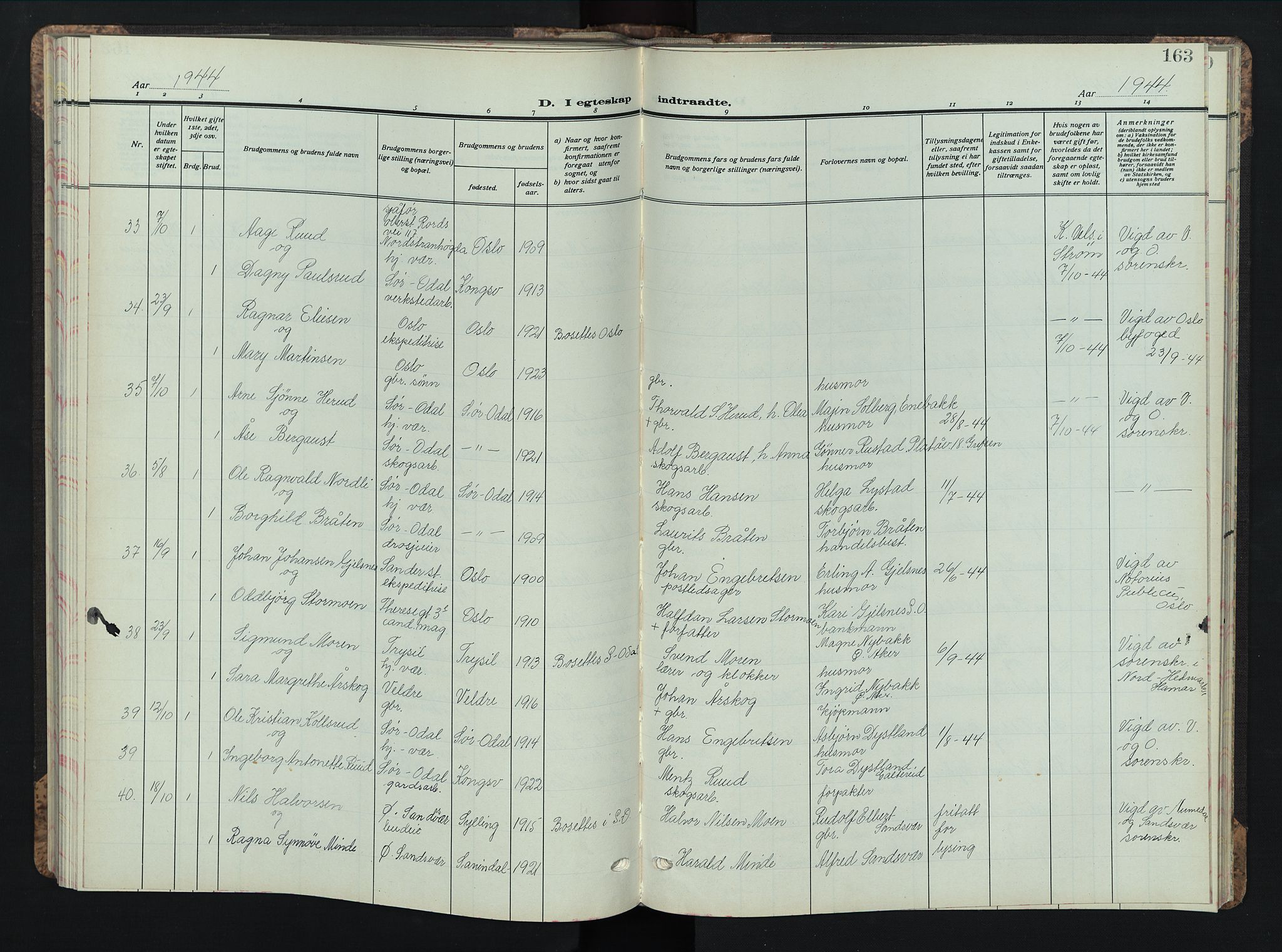 Sør-Odal prestekontor, AV/SAH-PREST-030/H/Ha/Hab/L0013: Parish register (copy) no. 13, 1933-1951, p. 163