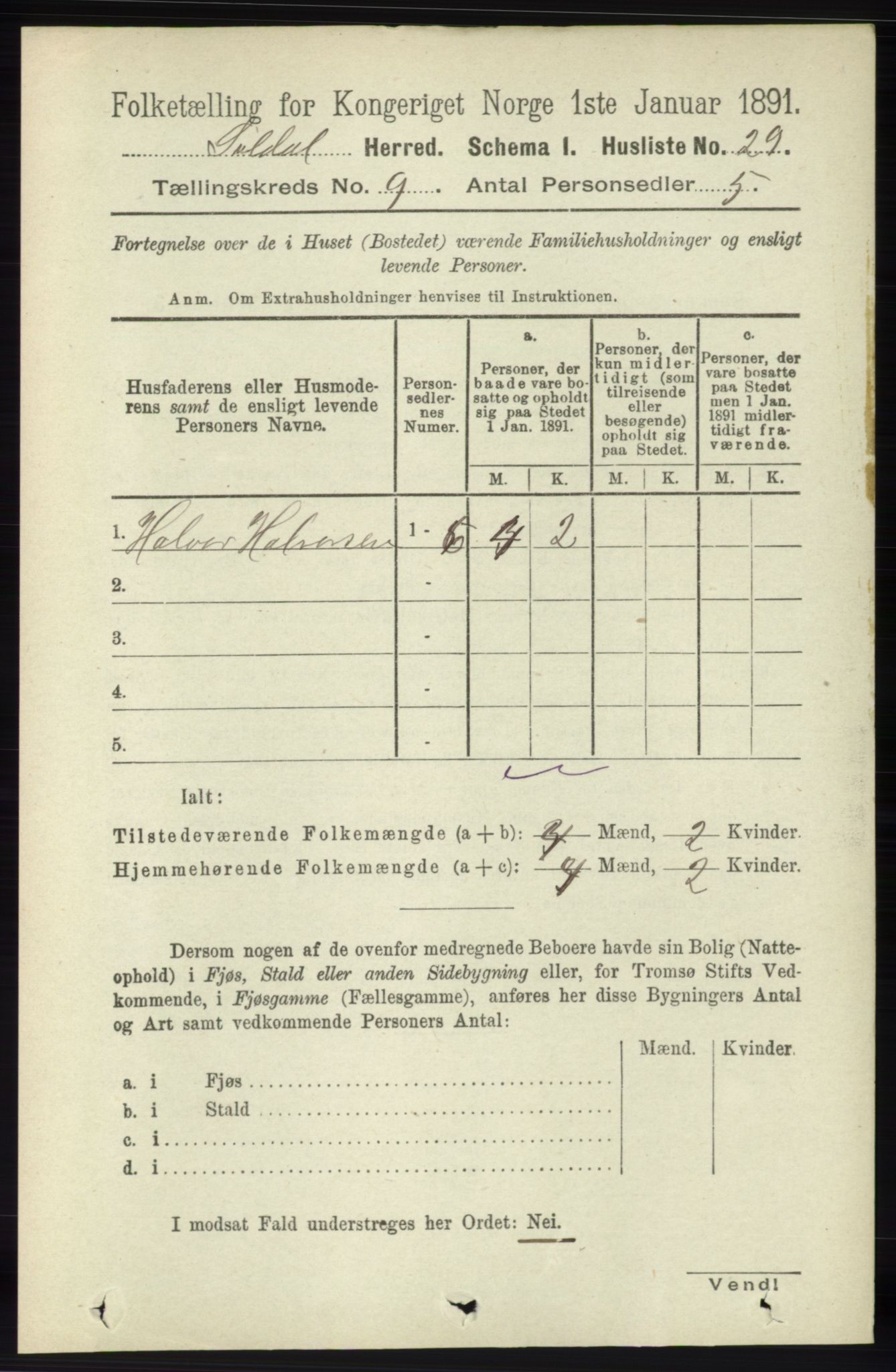 RA, 1891 census for 1134 Suldal, 1891, p. 2651