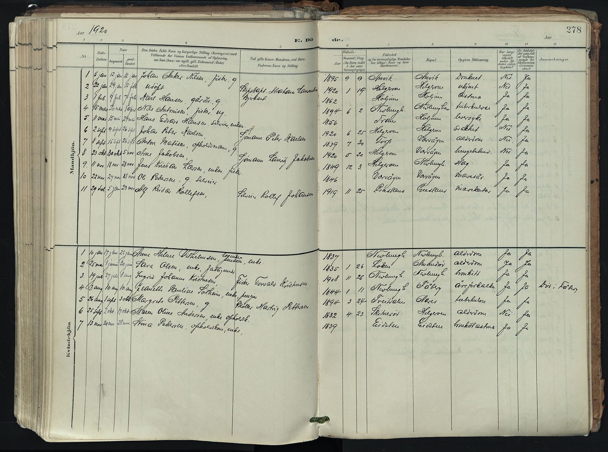 Brunlanes kirkebøker, SAKO/A-342/F/Fb/L0003: Parish register (official) no. II 3, 1900-1922, p. 278