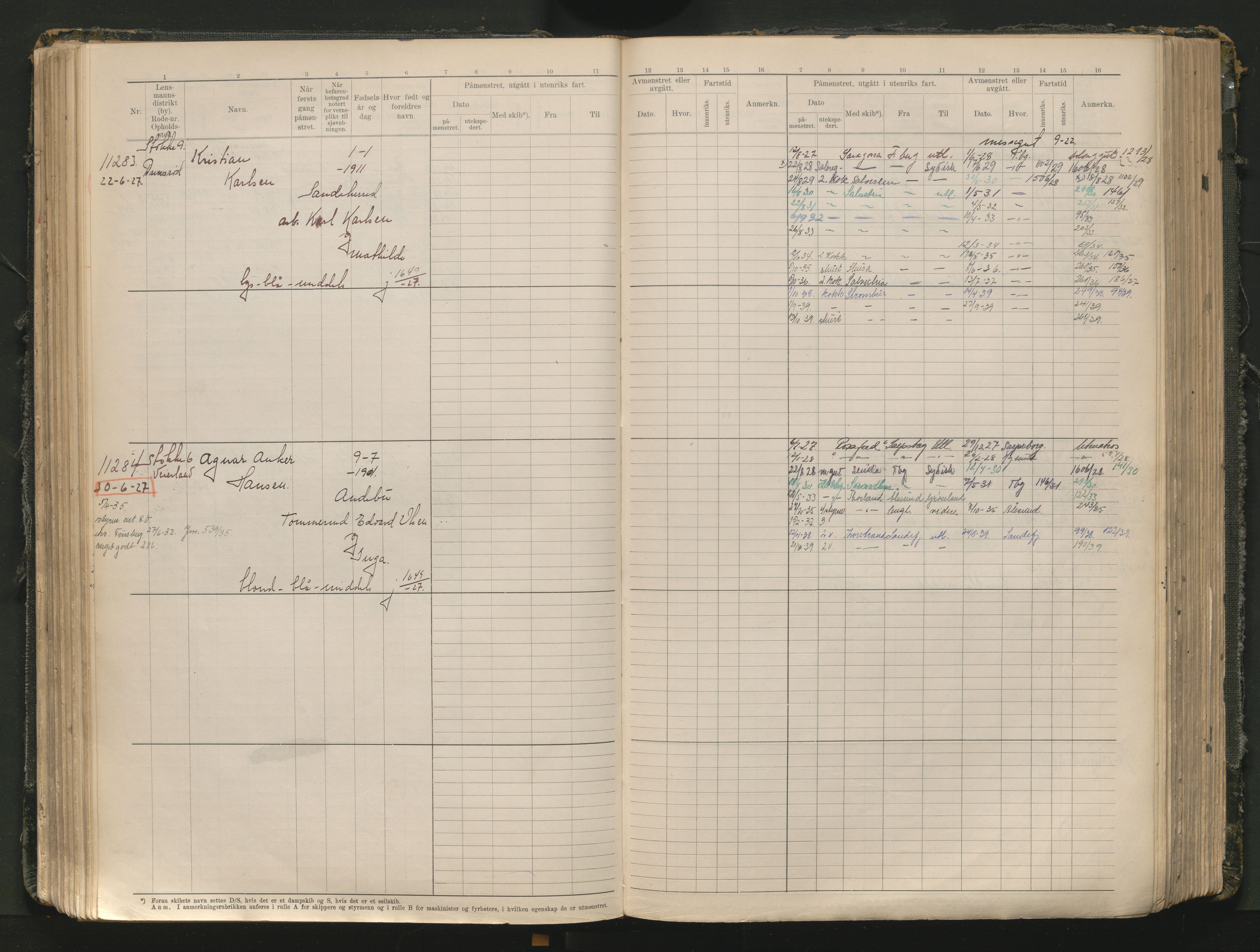 Tønsberg innrulleringskontor, AV/SAKO-A-786/F/Fc/Fcb/L0012: Hovedrulle Patent nr. 10828-12216, 1925-1948