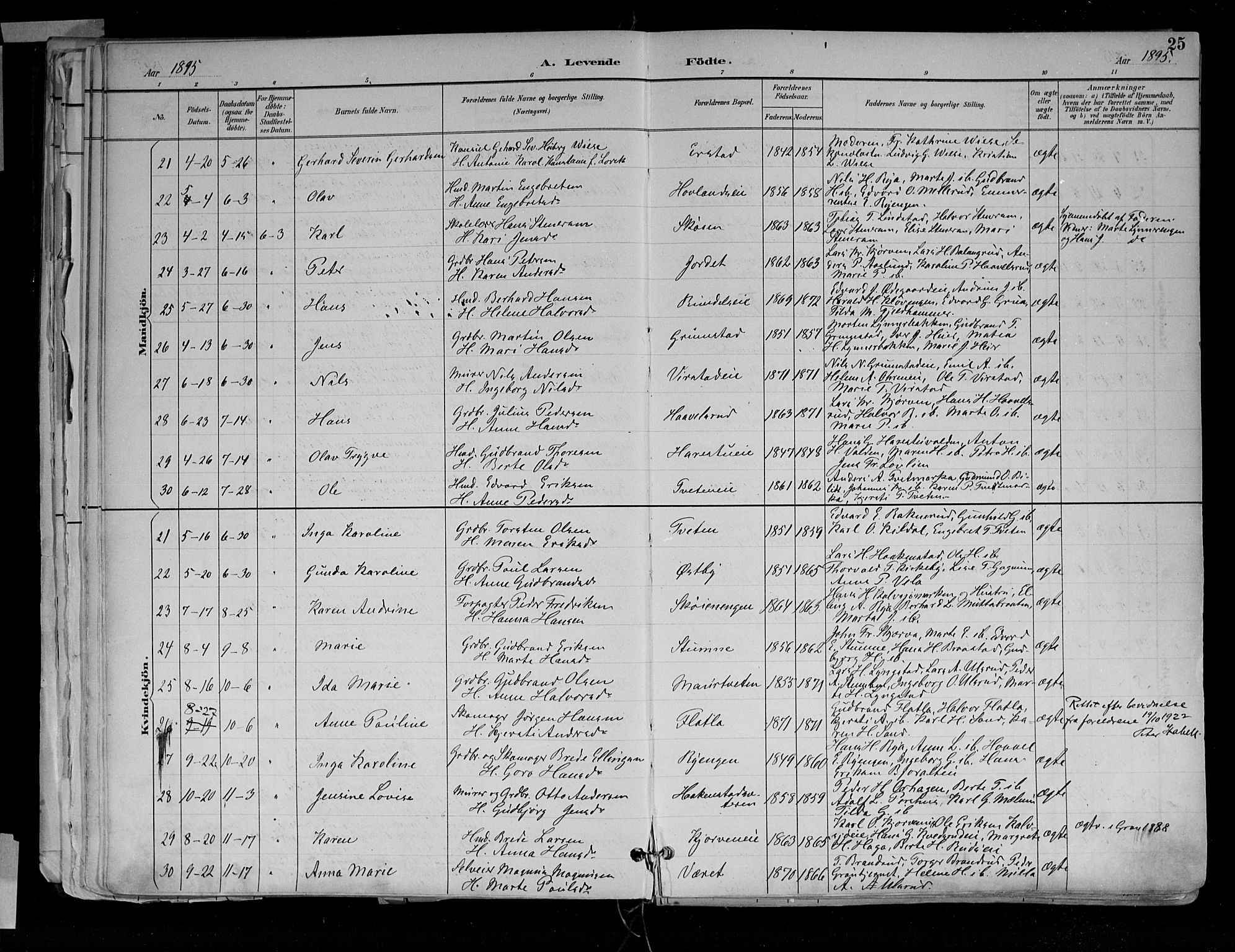 Jevnaker prestekontor, AV/SAH-PREST-116/H/Ha/Haa/L0010: Parish register (official) no. 10, 1891-1906, p. 25