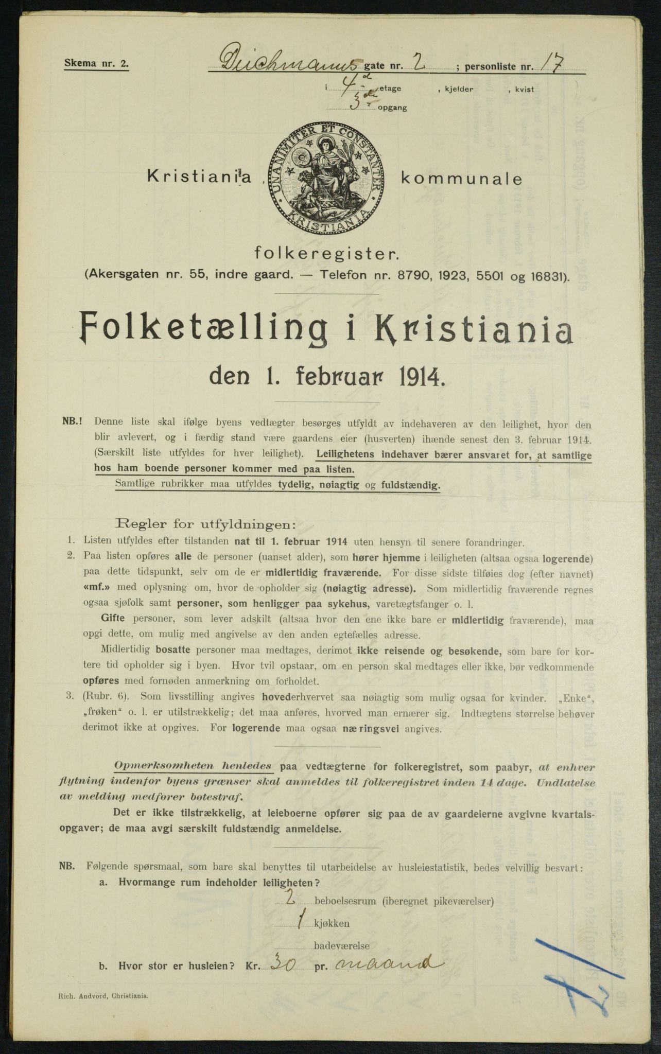 OBA, Municipal Census 1914 for Kristiania, 1914, p. 15533