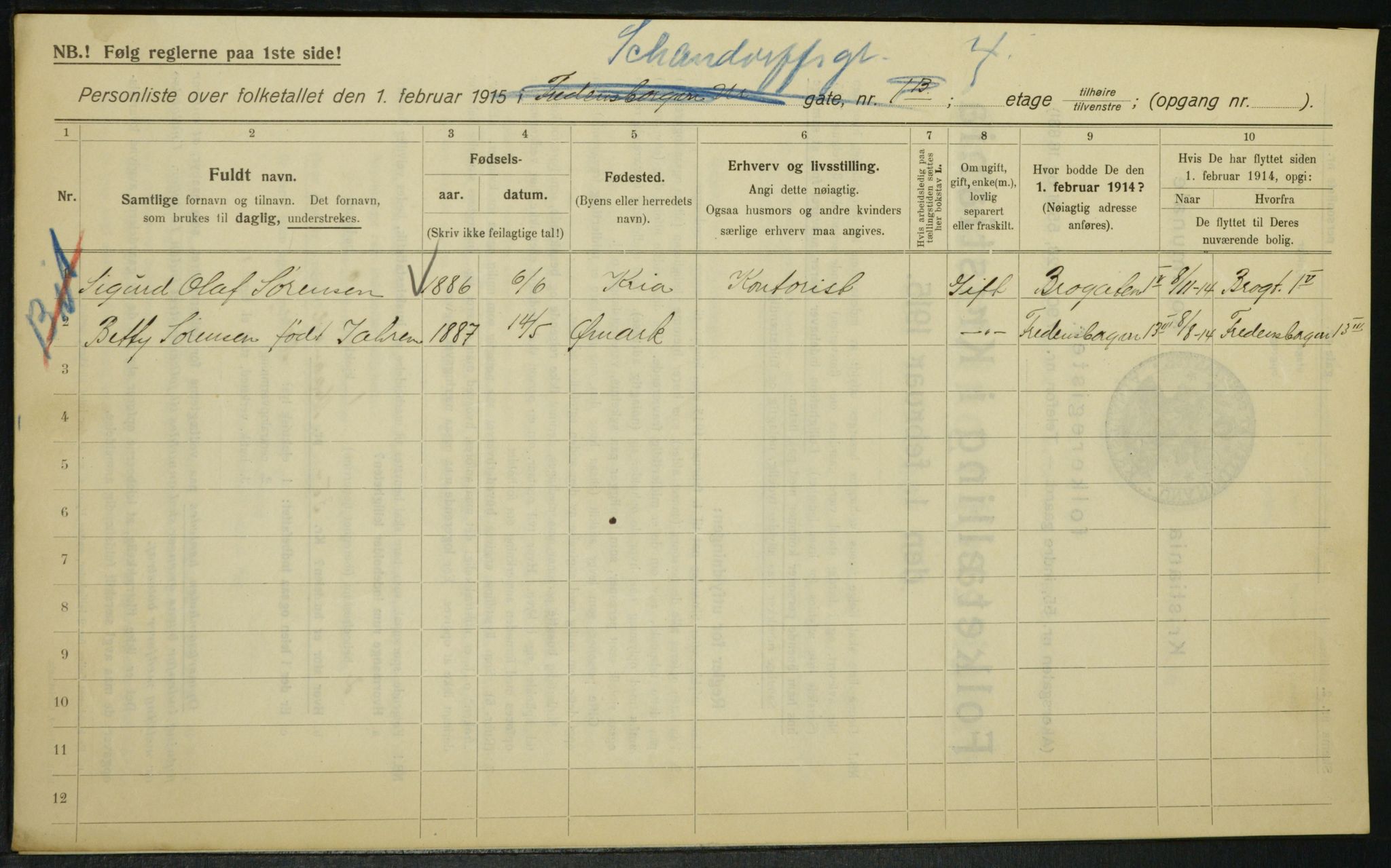 OBA, Municipal Census 1915 for Kristiania, 1915, p. 89174