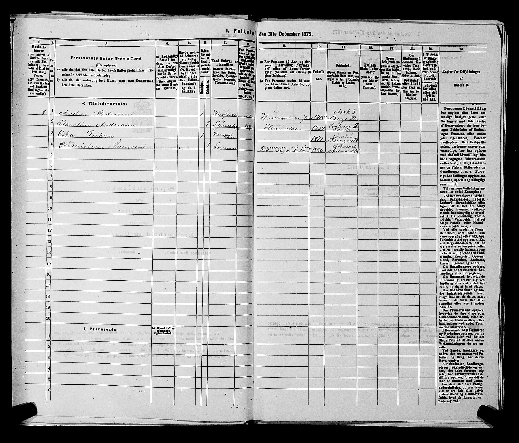 RA, 1875 census for 0116P Berg, 1875, p. 1144