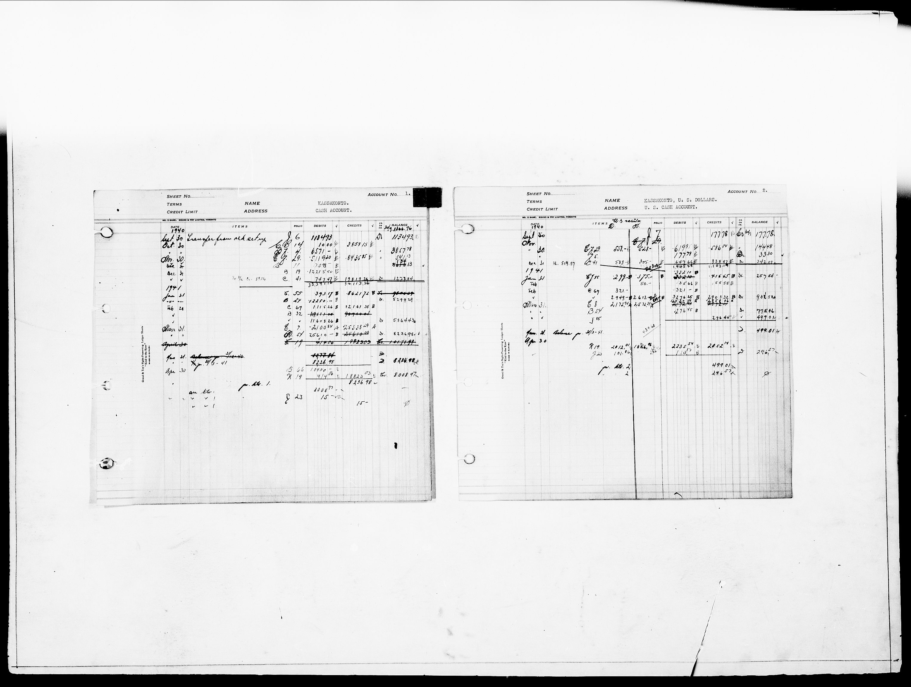 Forsvaret, Flyvåpnenes treningsleir 1940-1945, AV/RA-RAFA-3974/V/L0012: Regnskaper.  Se "Index" for detaljert oversikt over innholdet., 1940-1945