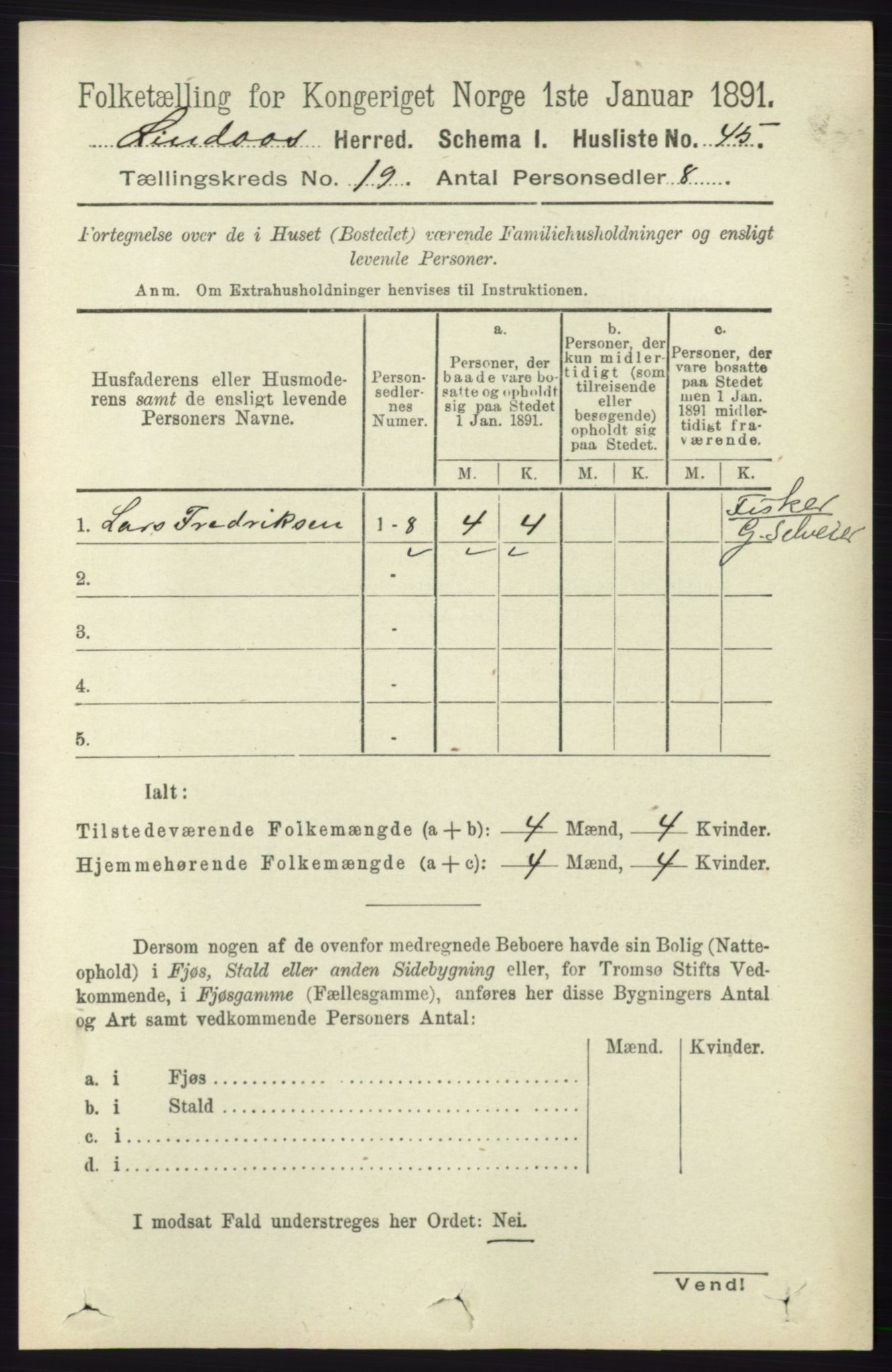 RA, 1891 census for 1263 Lindås, 1891, p. 6917