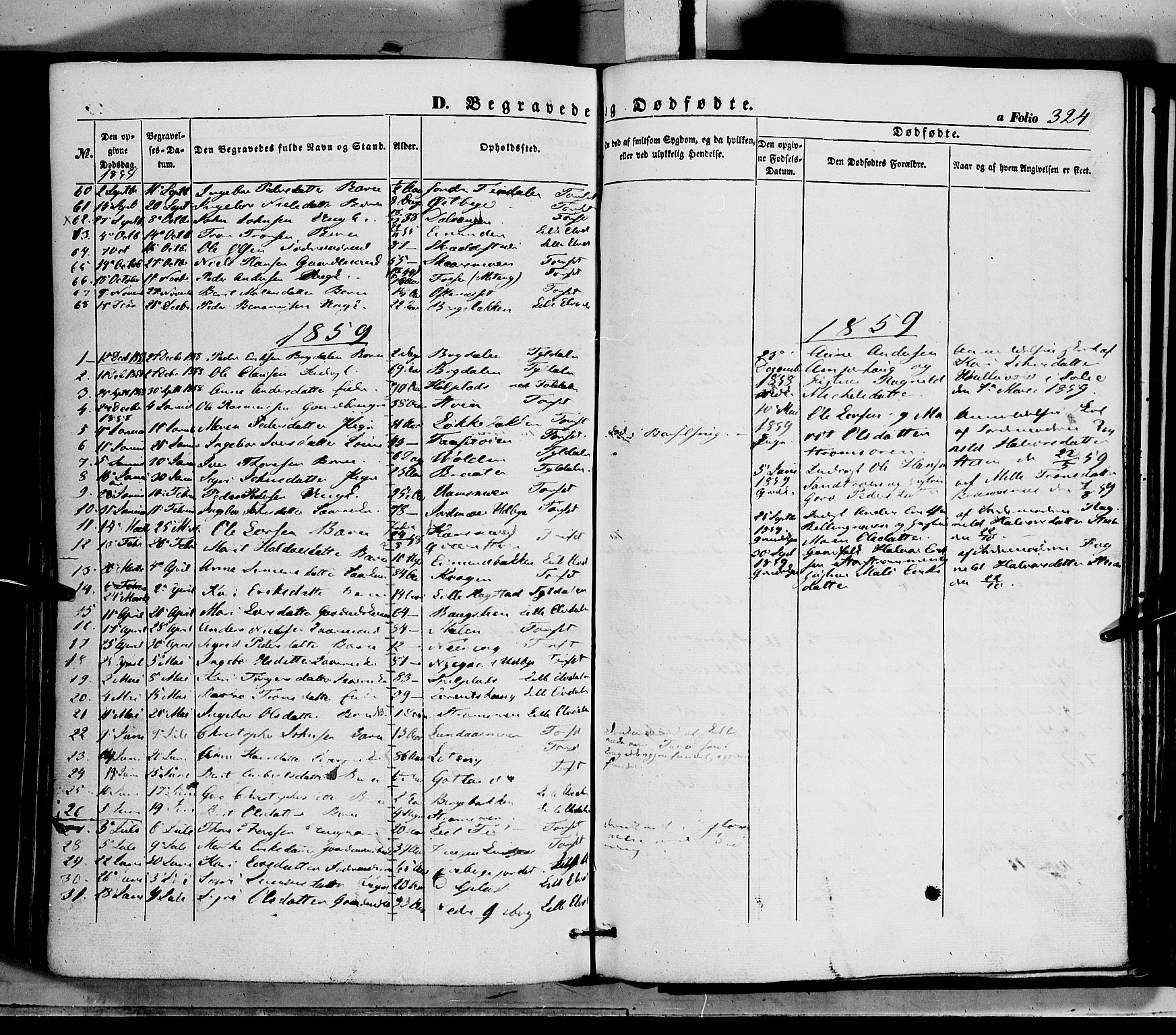 Tynset prestekontor, SAH/PREST-058/H/Ha/Haa/L0020: Parish register (official) no. 20, 1848-1862, p. 324
