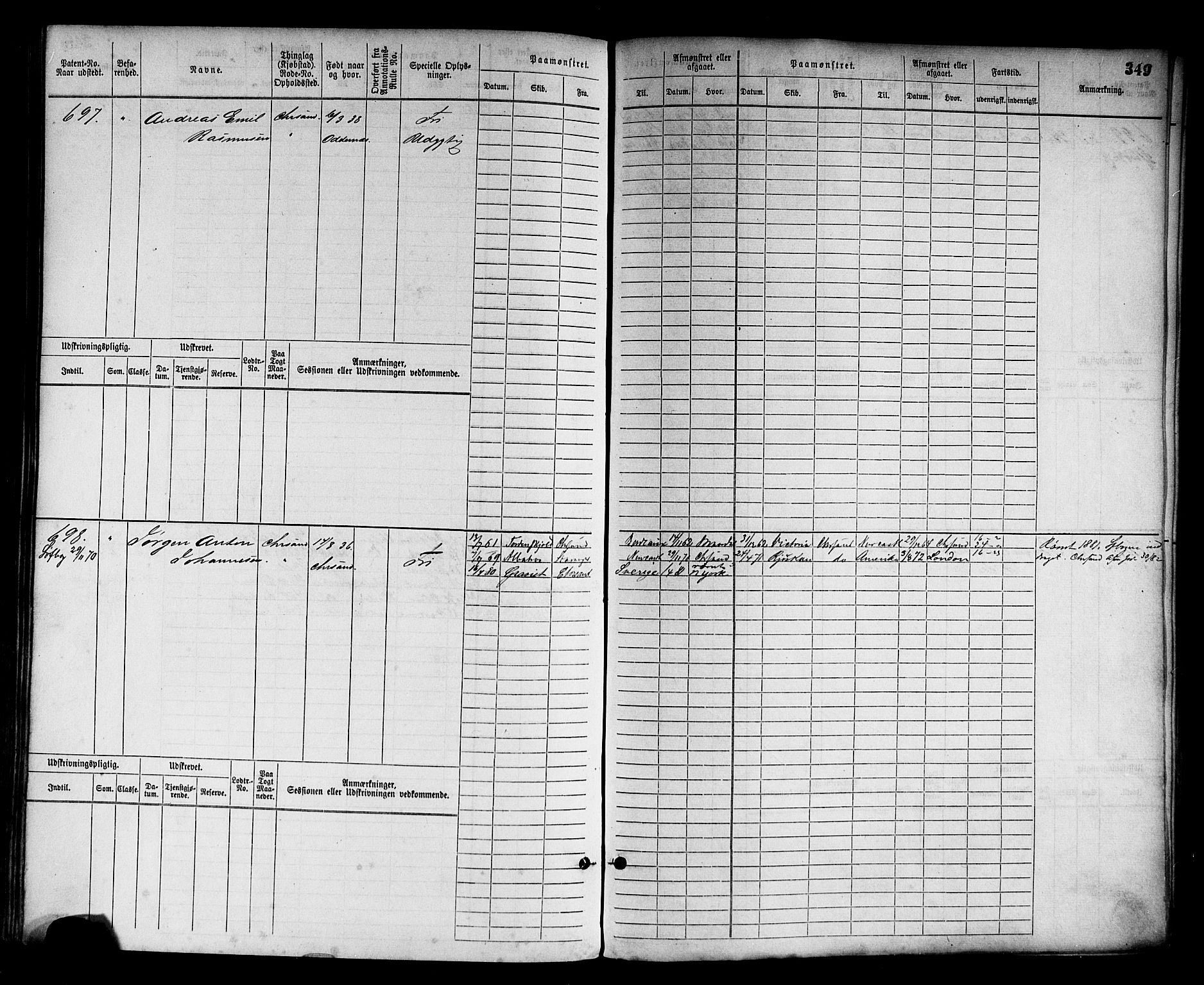 Kristiansand mønstringskrets, AV/SAK-2031-0015/F/Fb/L0003: Hovedrulle nr 1-762, I-10, 1860-1911, p. 365