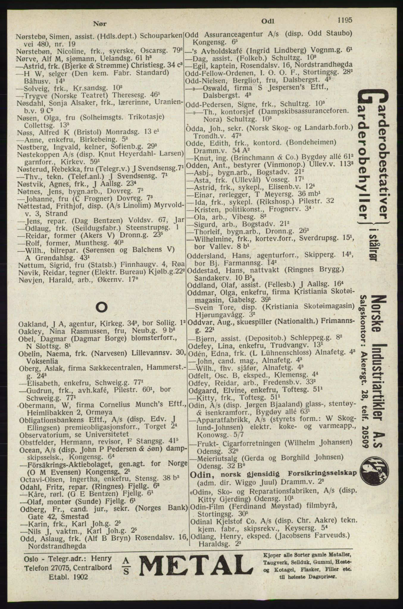 Kristiania/Oslo adressebok, PUBL/-, 1940, p. 1213