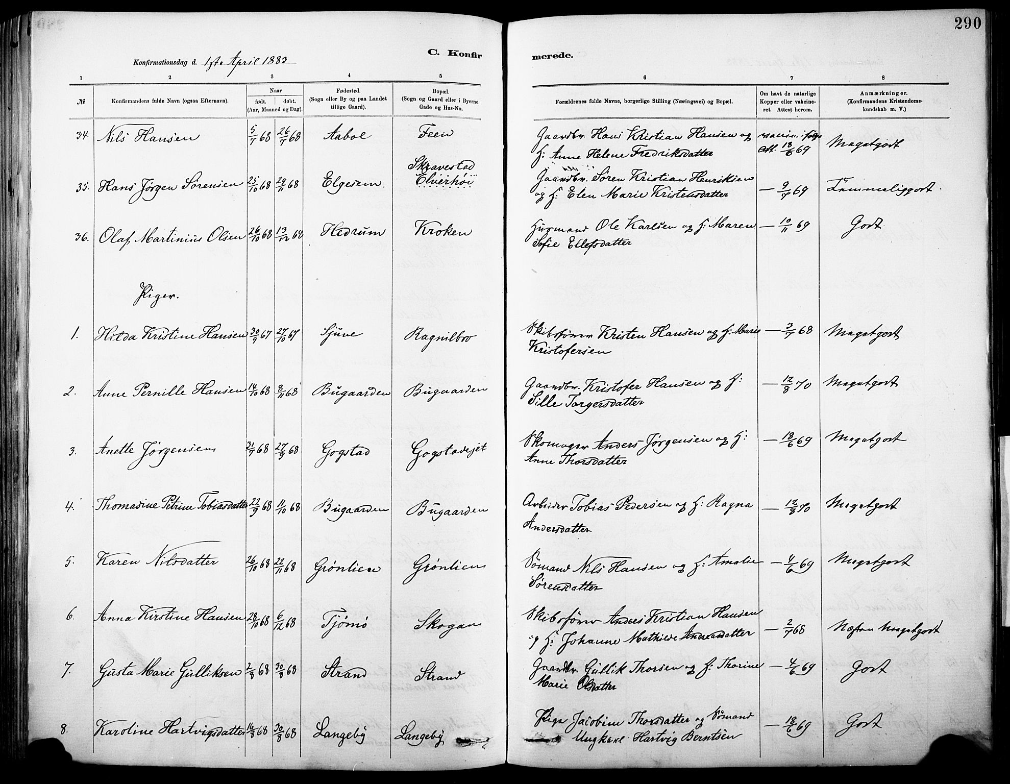 Sandar kirkebøker, AV/SAKO-A-243/F/Fa/L0012: Parish register (official) no. 12, 1883-1895, p. 290