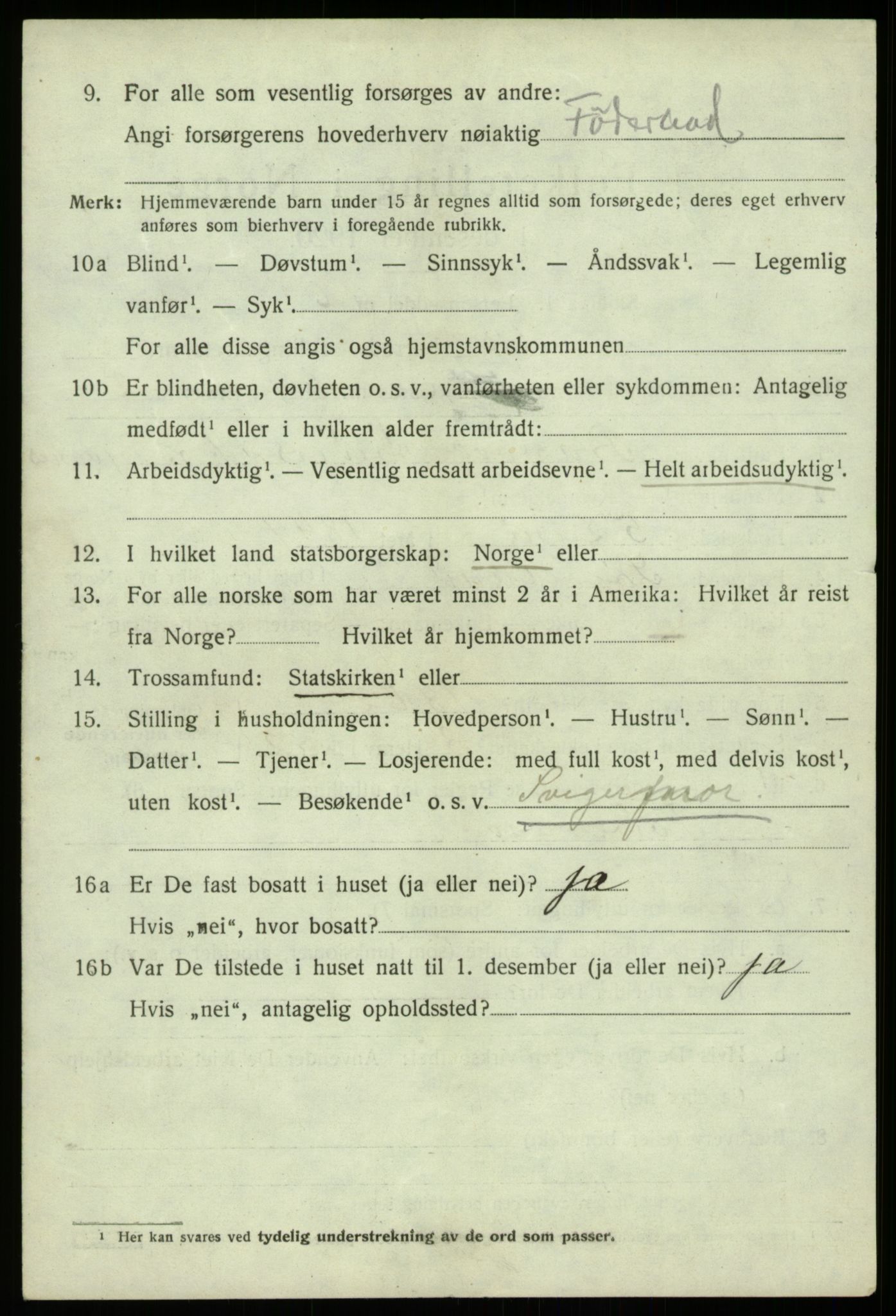 SAB, 1920 census for Os, 1920, p. 8215