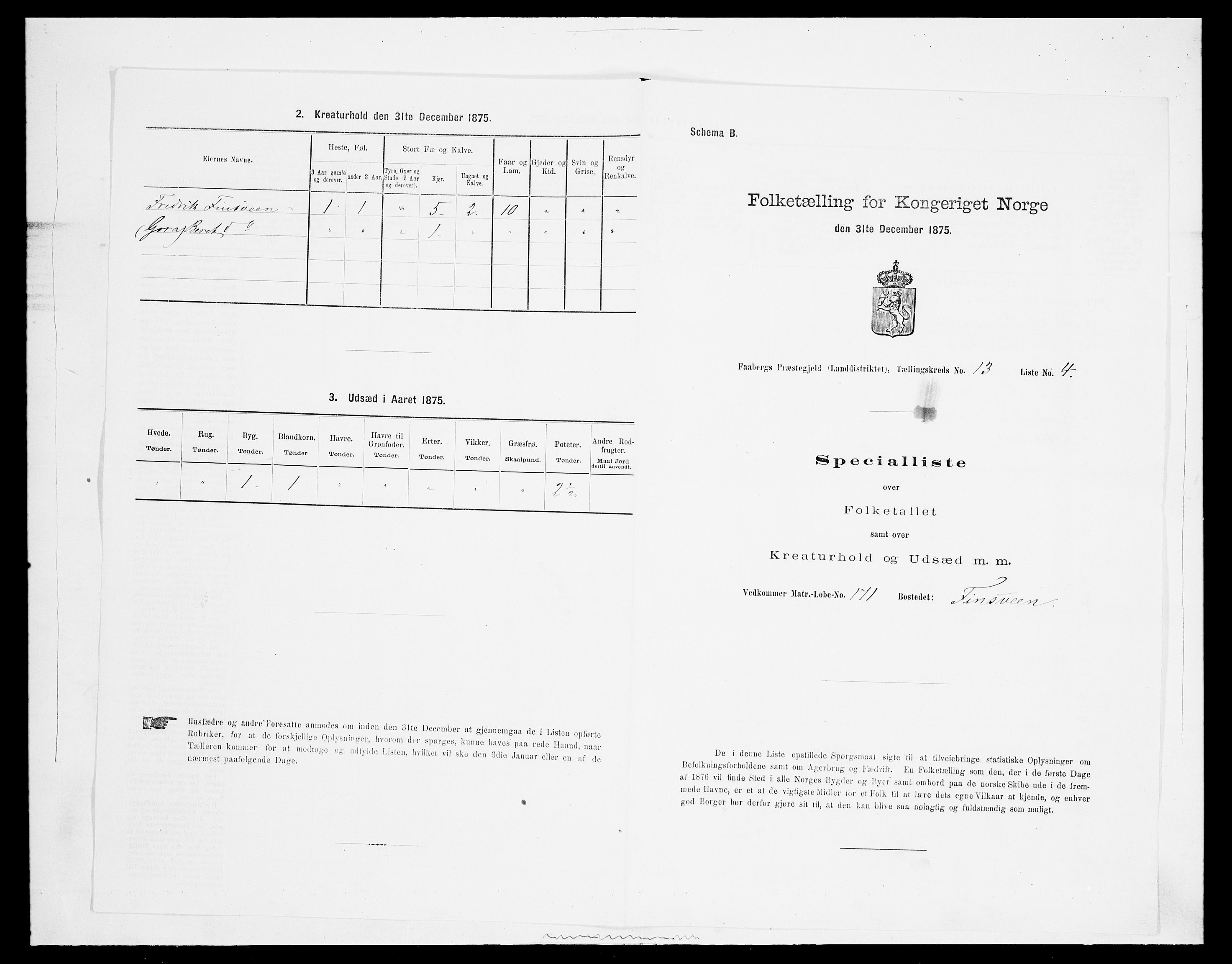 SAH, 1875 census for 0524L Fåberg/Fåberg og Lillehammer, 1875, p. 1580