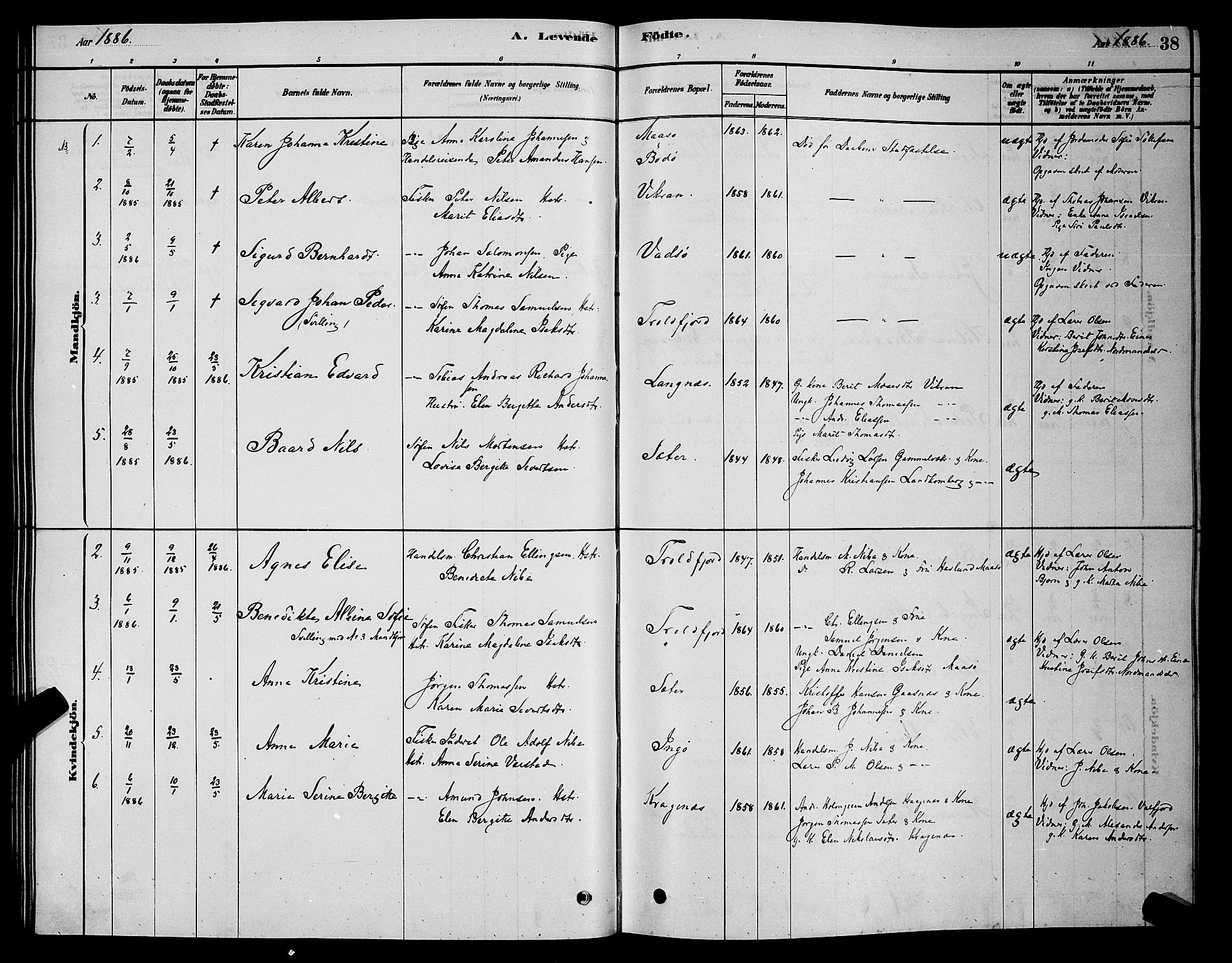 Måsøy sokneprestkontor, SATØ/S-1348/H/Hb/L0002klokker: Parish register (copy) no. 2, 1876-1888, p. 38