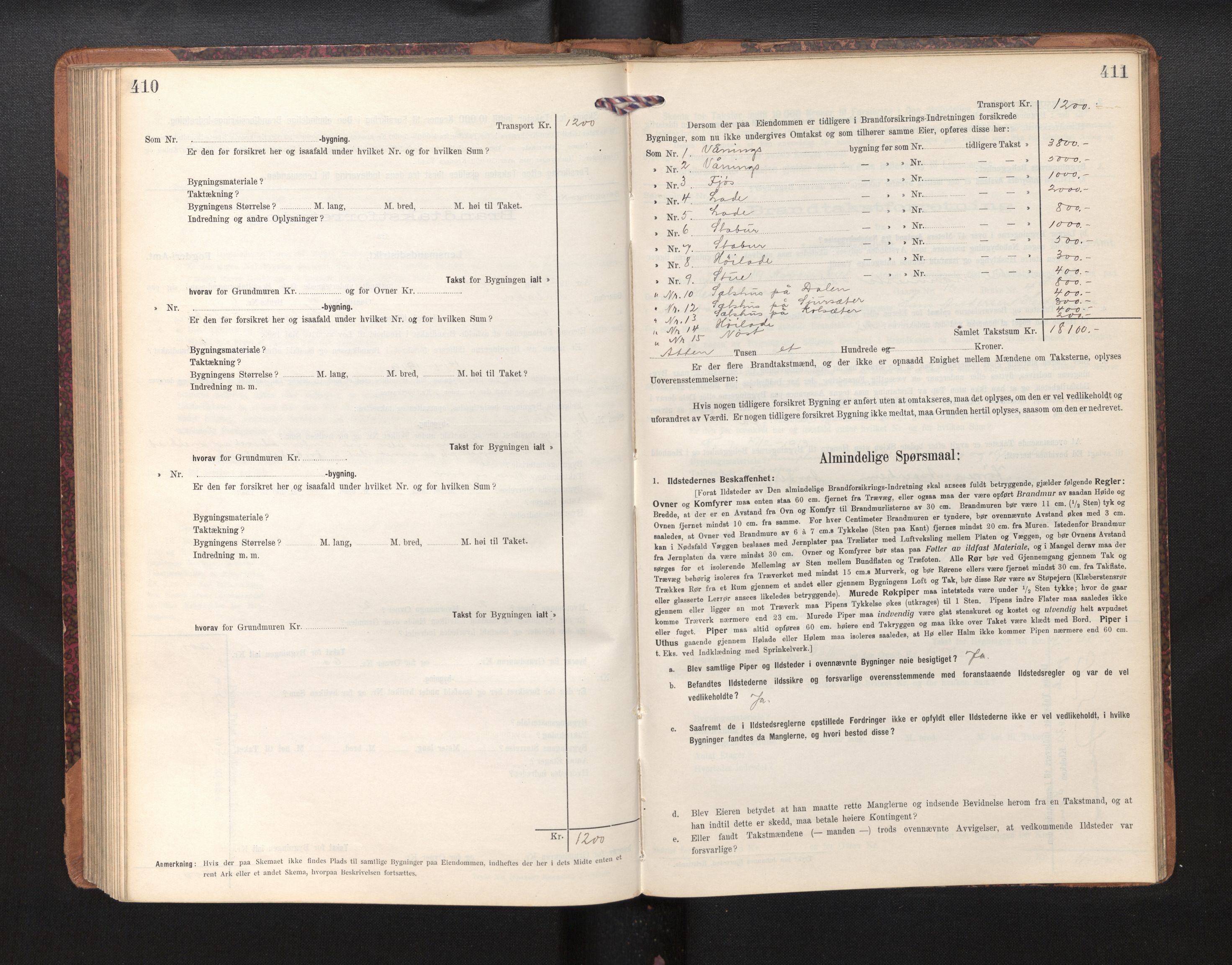 Lensmannen i Årdal, AV/SAB-A-30501/0012/L0009: Branntakstprotokoll, skjematakst, 1914-1926, p. 410-411