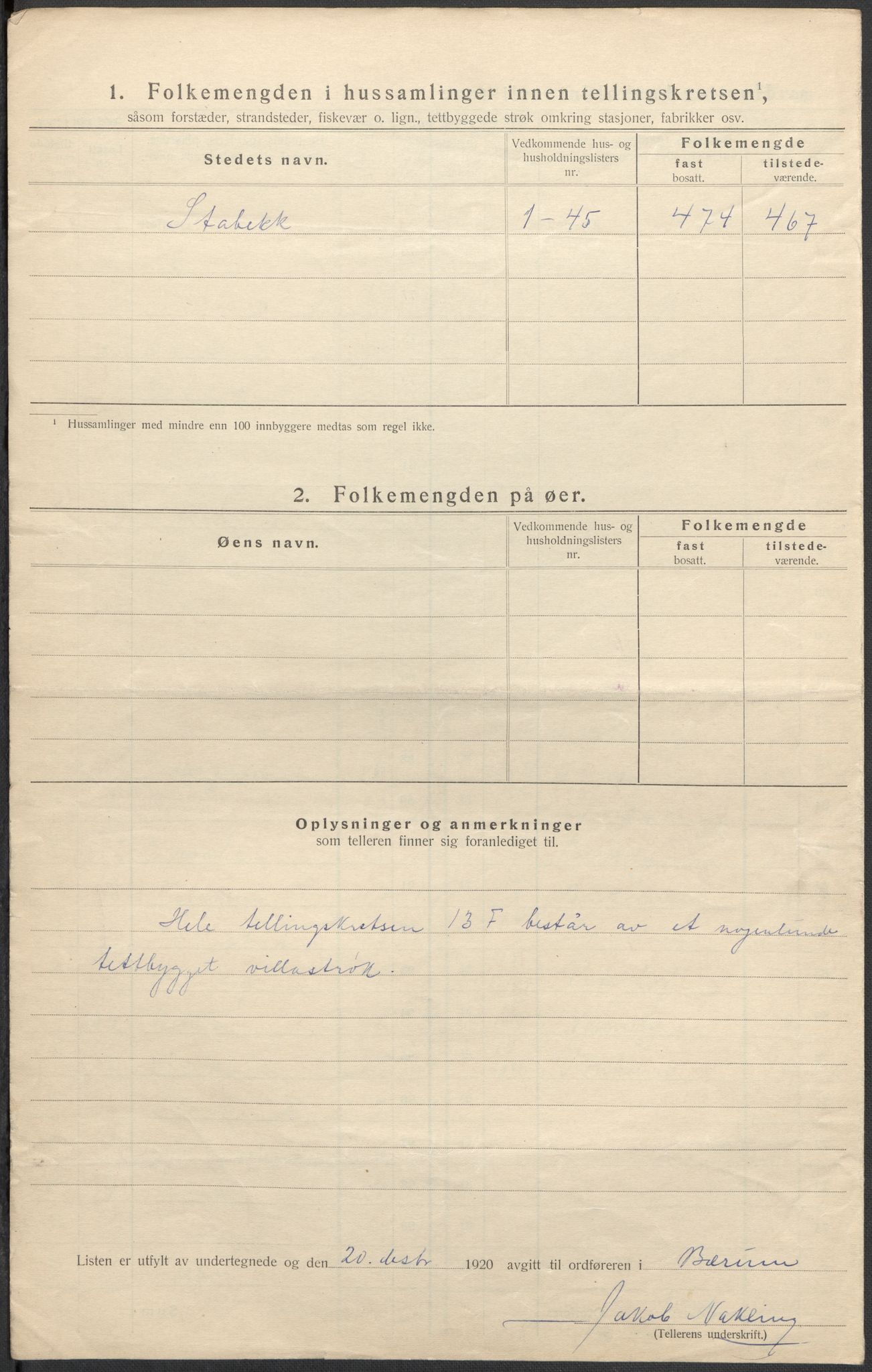 SAO, 1920 census for Bærum, 1920, p. 87