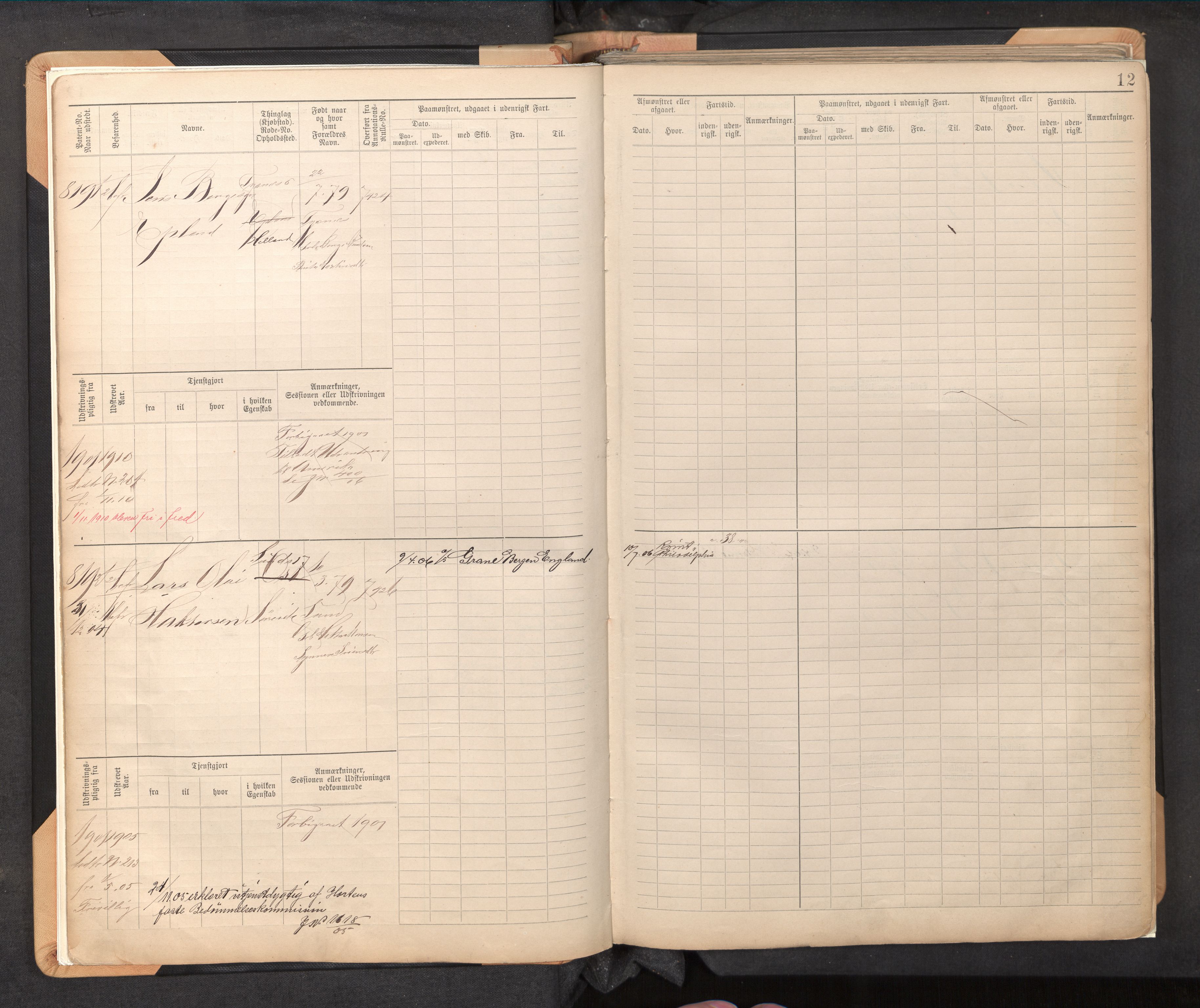 Innrulleringssjefen i Bergen, AV/SAB-A-100050/F/Fc/L0013: Sjøfartshovedrulle, nr. 8169 - 8766, 1900-1910, p. 12