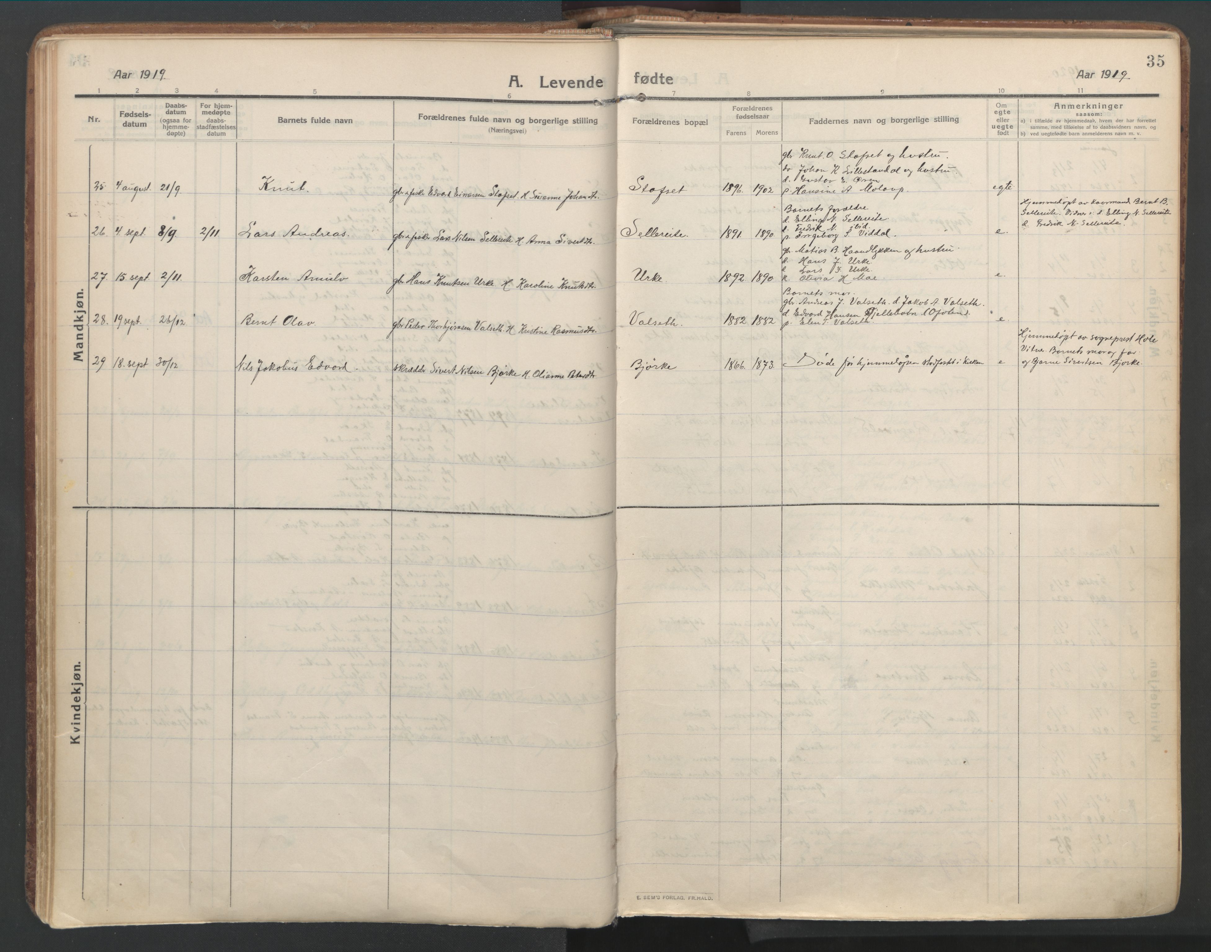 Ministerialprotokoller, klokkerbøker og fødselsregistre - Møre og Romsdal, AV/SAT-A-1454/515/L0212: Parish register (official) no. 515A08, 1911-1935, p. 35