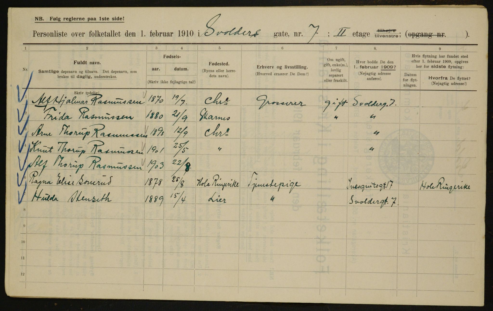 OBA, Municipal Census 1910 for Kristiania, 1910, p. 100745