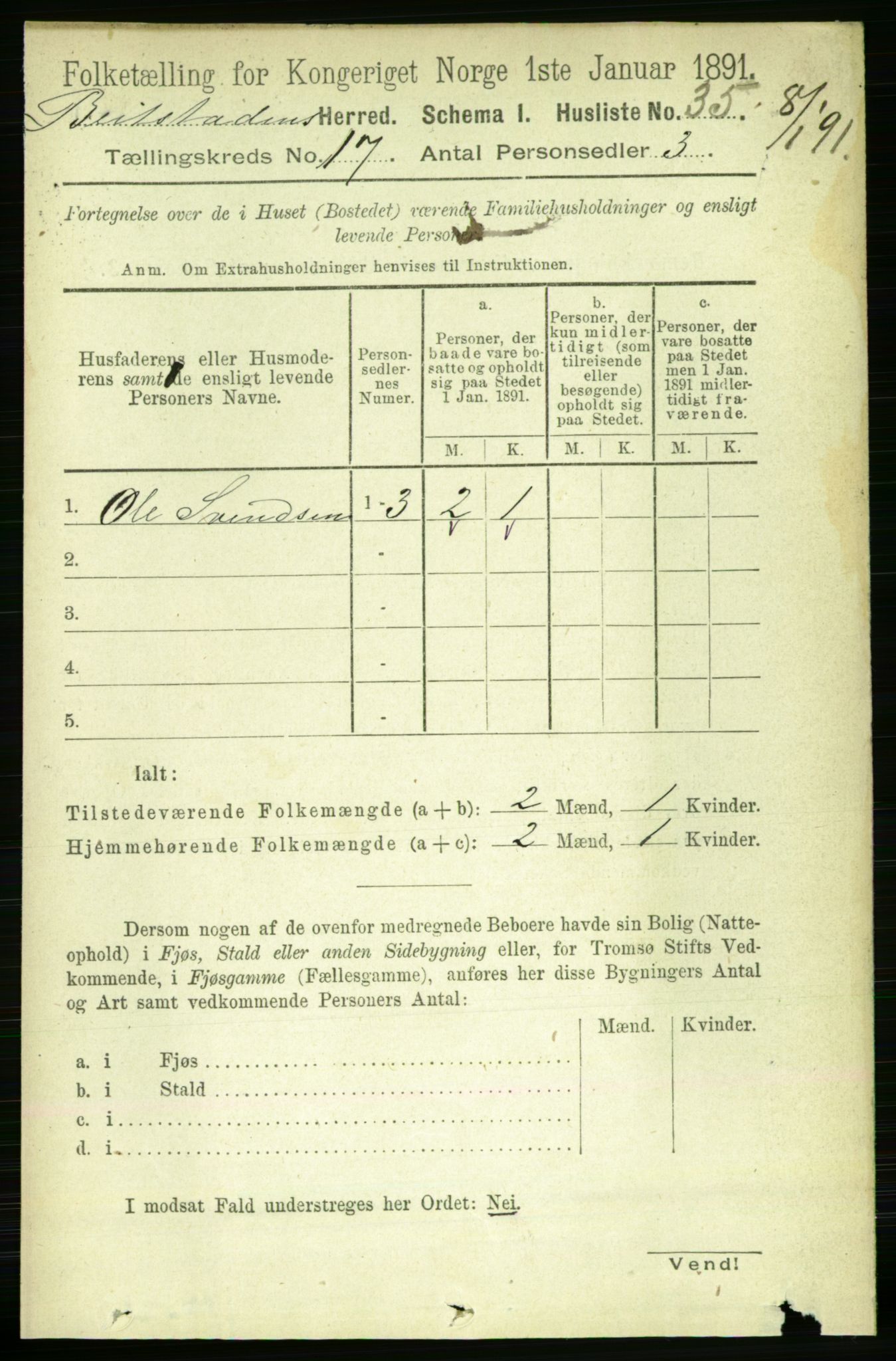 RA, 1891 census for 1727 Beitstad, 1891, p. 4357