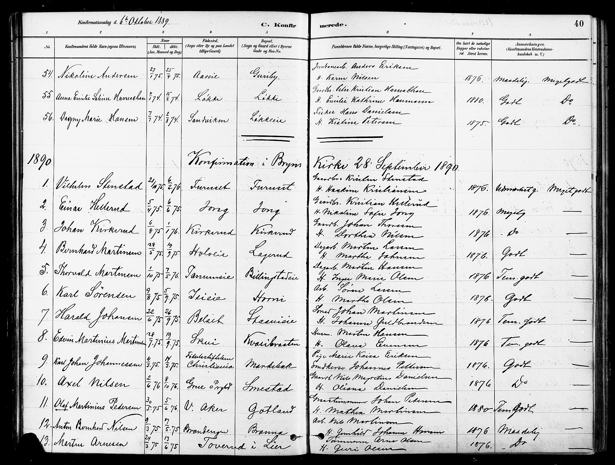 Asker prestekontor Kirkebøker, SAO/A-10256a/F/Fb/L0002: Parish register (official) no. II 2, 1879-1921, p. 40