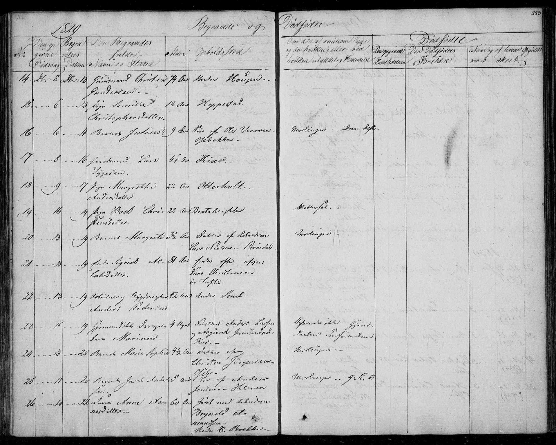 Gjerpen kirkebøker, AV/SAKO-A-265/F/Fa/L0006: Parish register (official) no. I 6, 1829-1834, p. 223