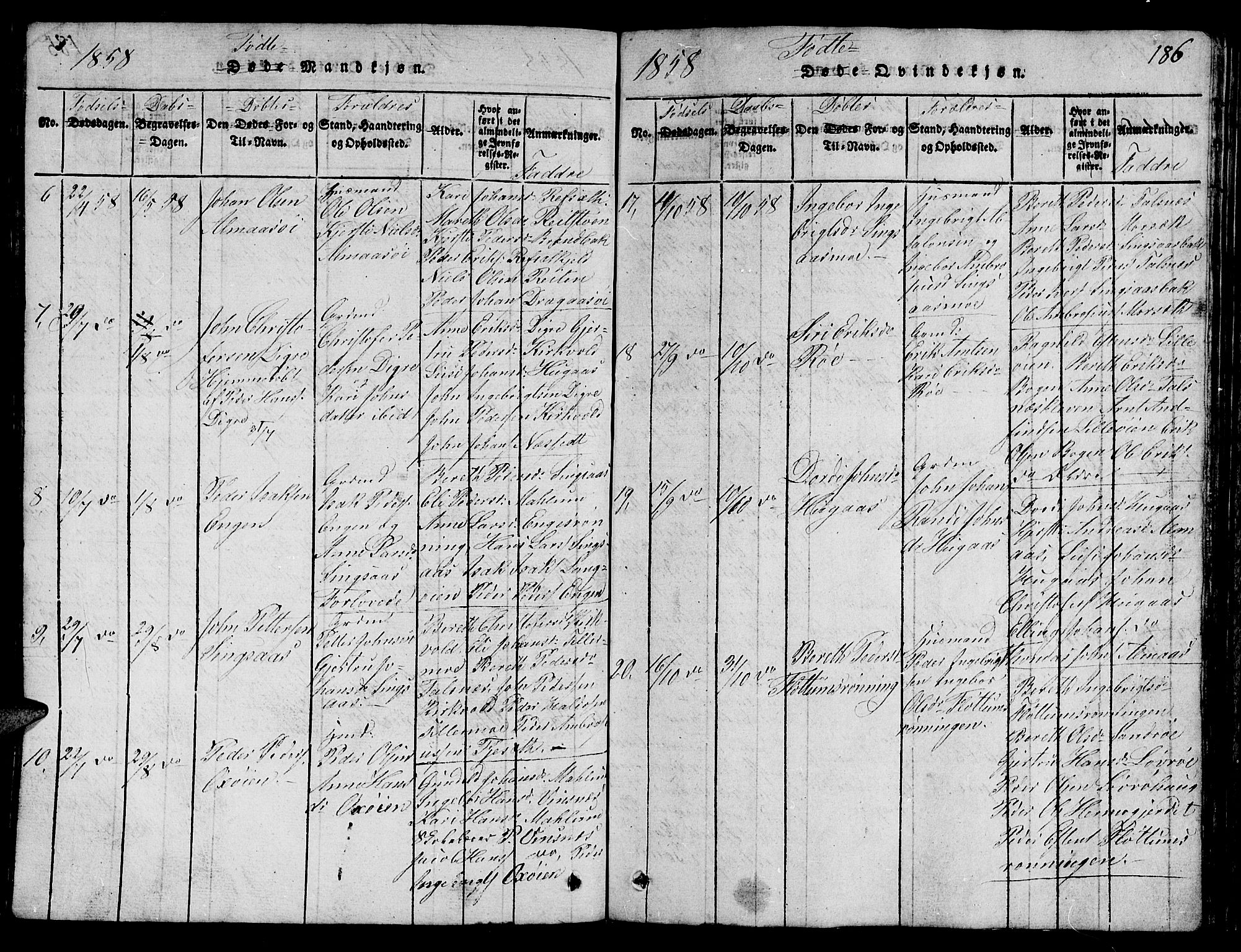 Ministerialprotokoller, klokkerbøker og fødselsregistre - Sør-Trøndelag, SAT/A-1456/688/L1026: Parish register (copy) no. 688C01, 1817-1860, p. 186