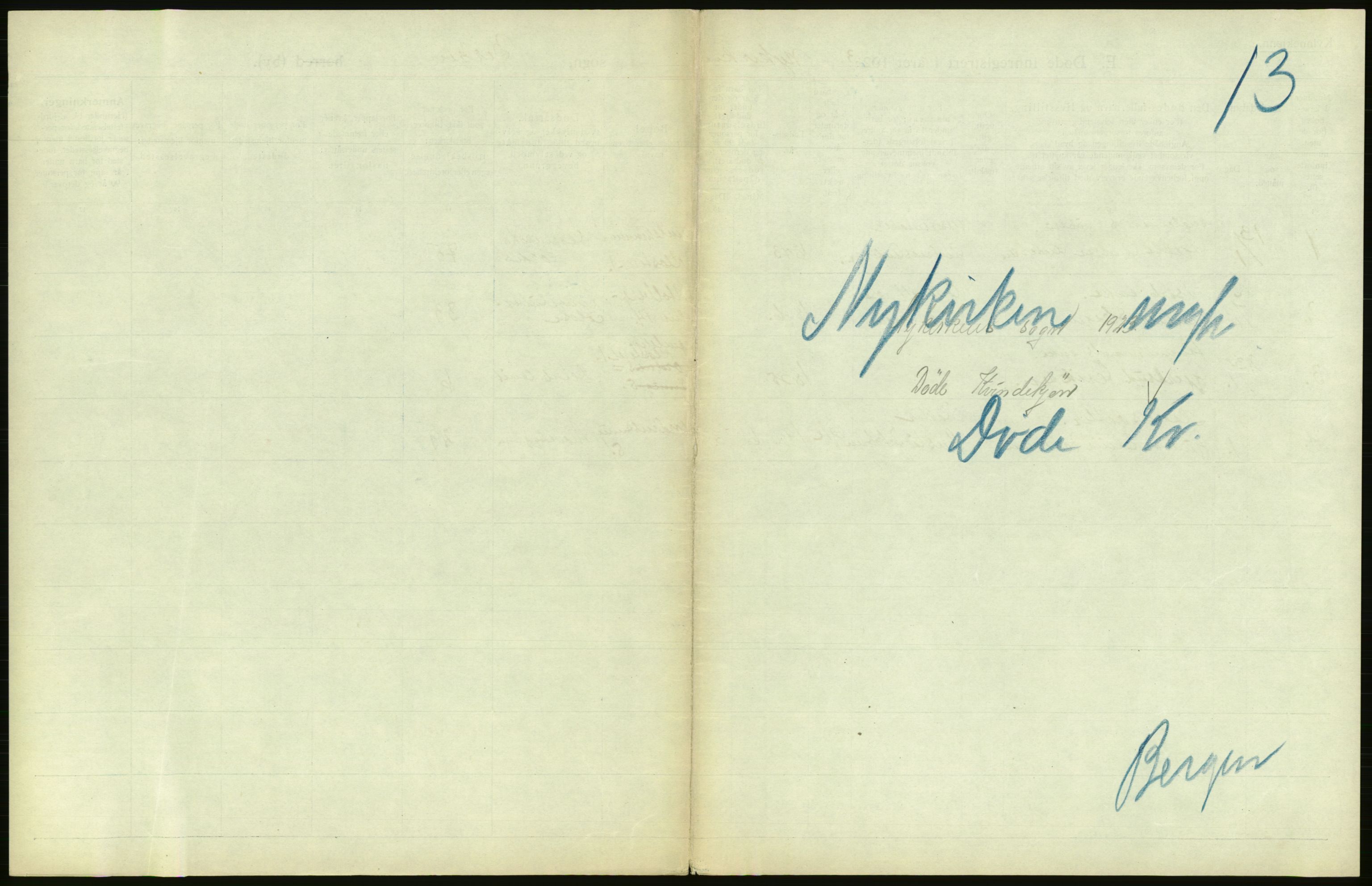 Statistisk sentralbyrå, Sosiodemografiske emner, Befolkning, RA/S-2228/D/Df/Dfc/Dfcc/L0029: Bergen: Gifte, døde, dødfødte., 1923, p. 309