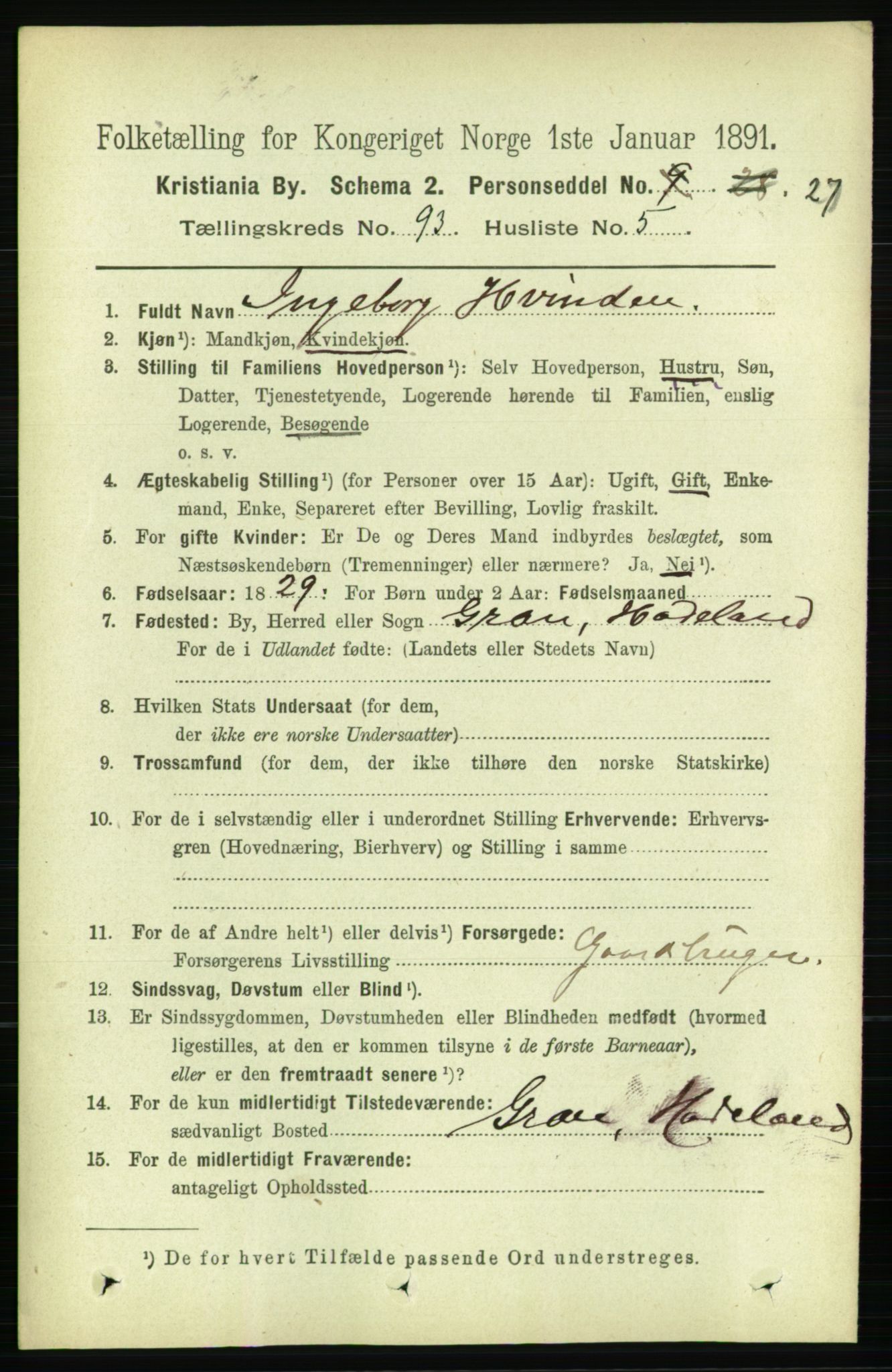 RA, 1891 census for 0301 Kristiania, 1891, p. 45666