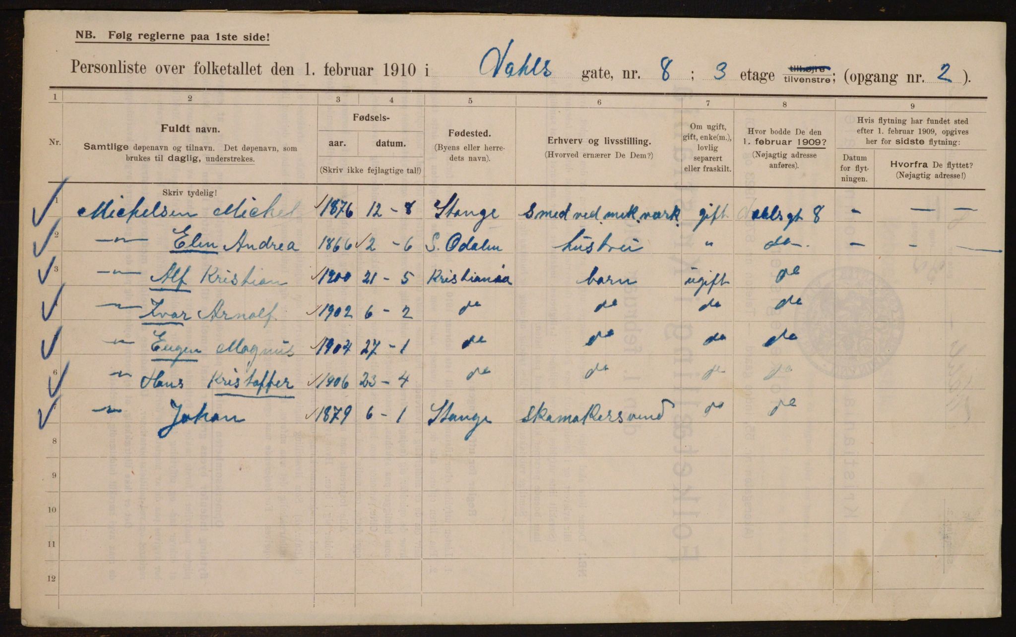 OBA, Municipal Census 1910 for Kristiania, 1910, p. 115270