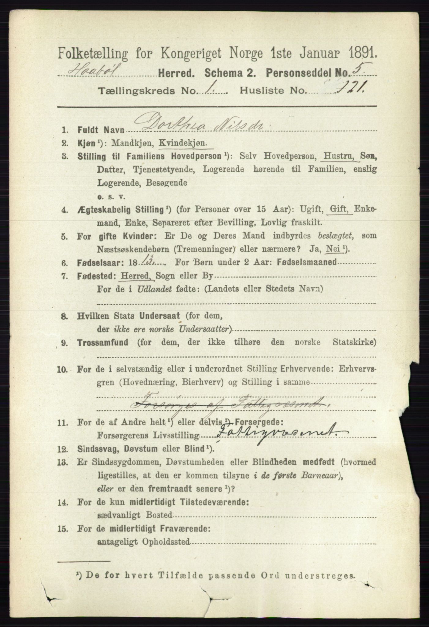 RA, 1891 census for 0138 Hobøl, 1891, p. 922