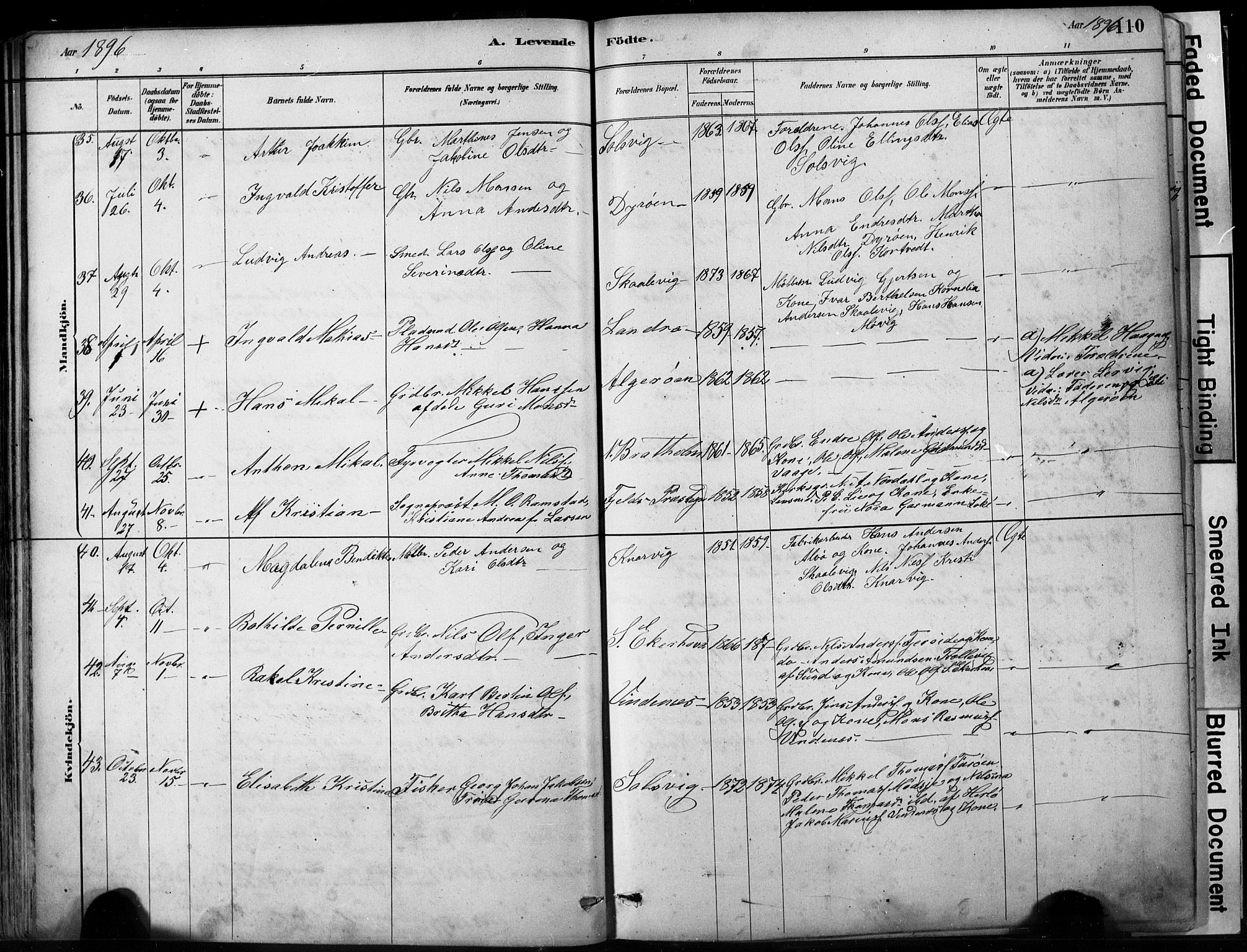 Fjell sokneprestembete, AV/SAB-A-75301/H/Hab: Parish register (copy) no. A 4, 1880-1899, p. 110