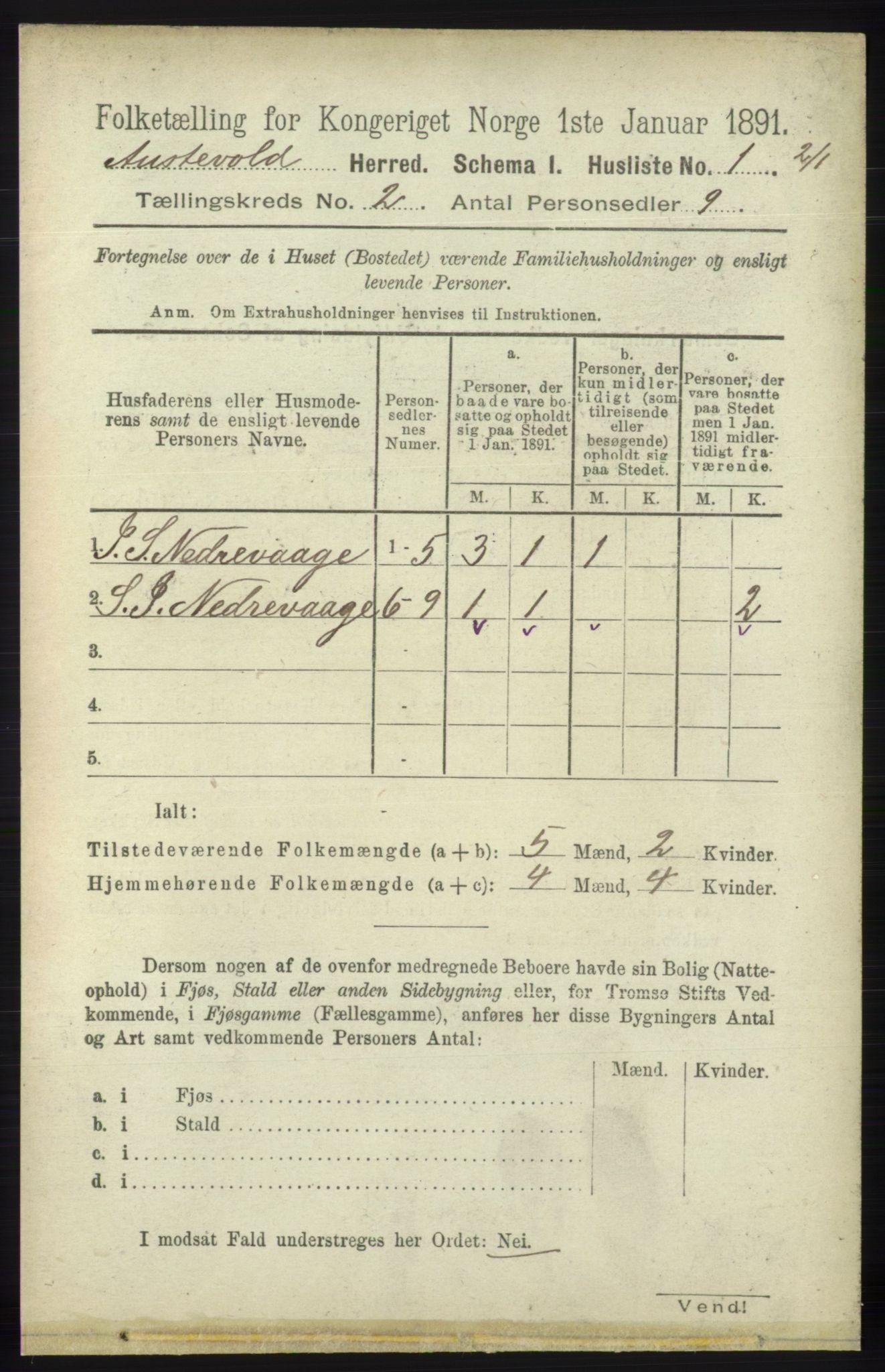 RA, 1891 census for 1244 Austevoll, 1891, p. 566