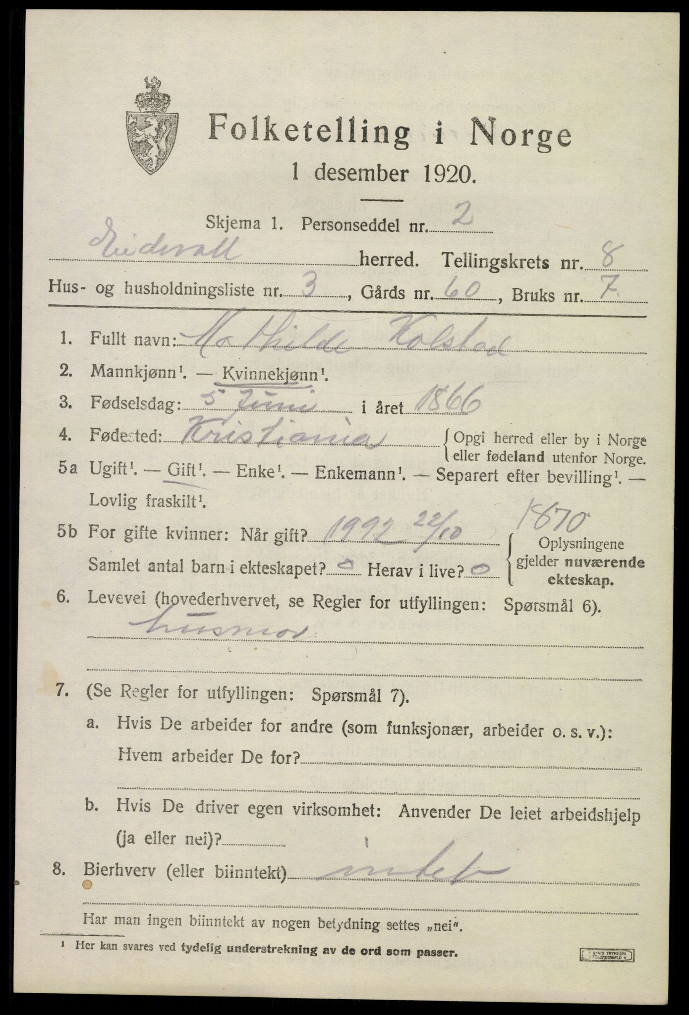 SAO, 1920 census for Eidsvoll, 1920, p. 12813